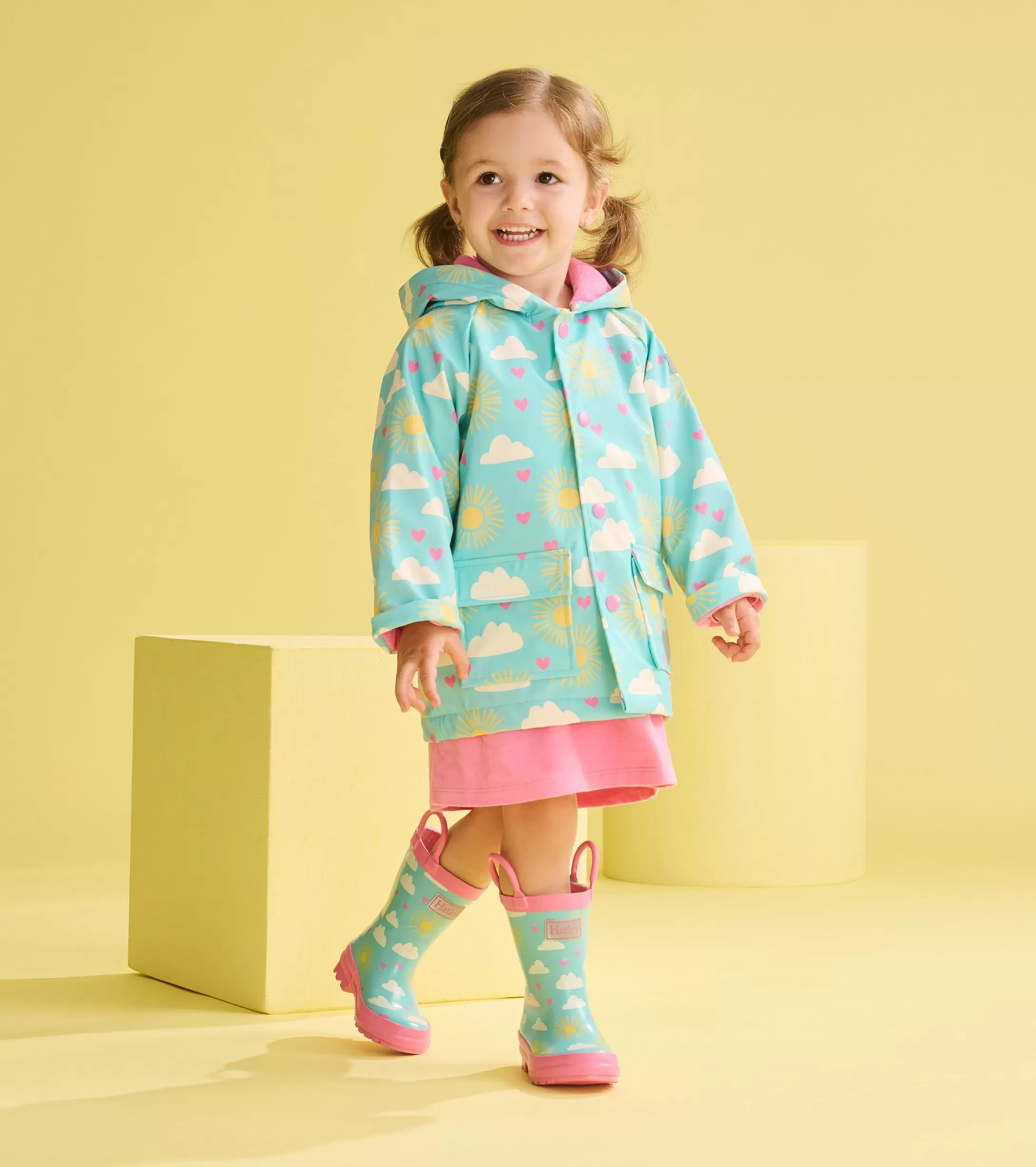 Hatley Baby & Toddler Girls Happy Skies Button-Up Rain Jacket Cheap