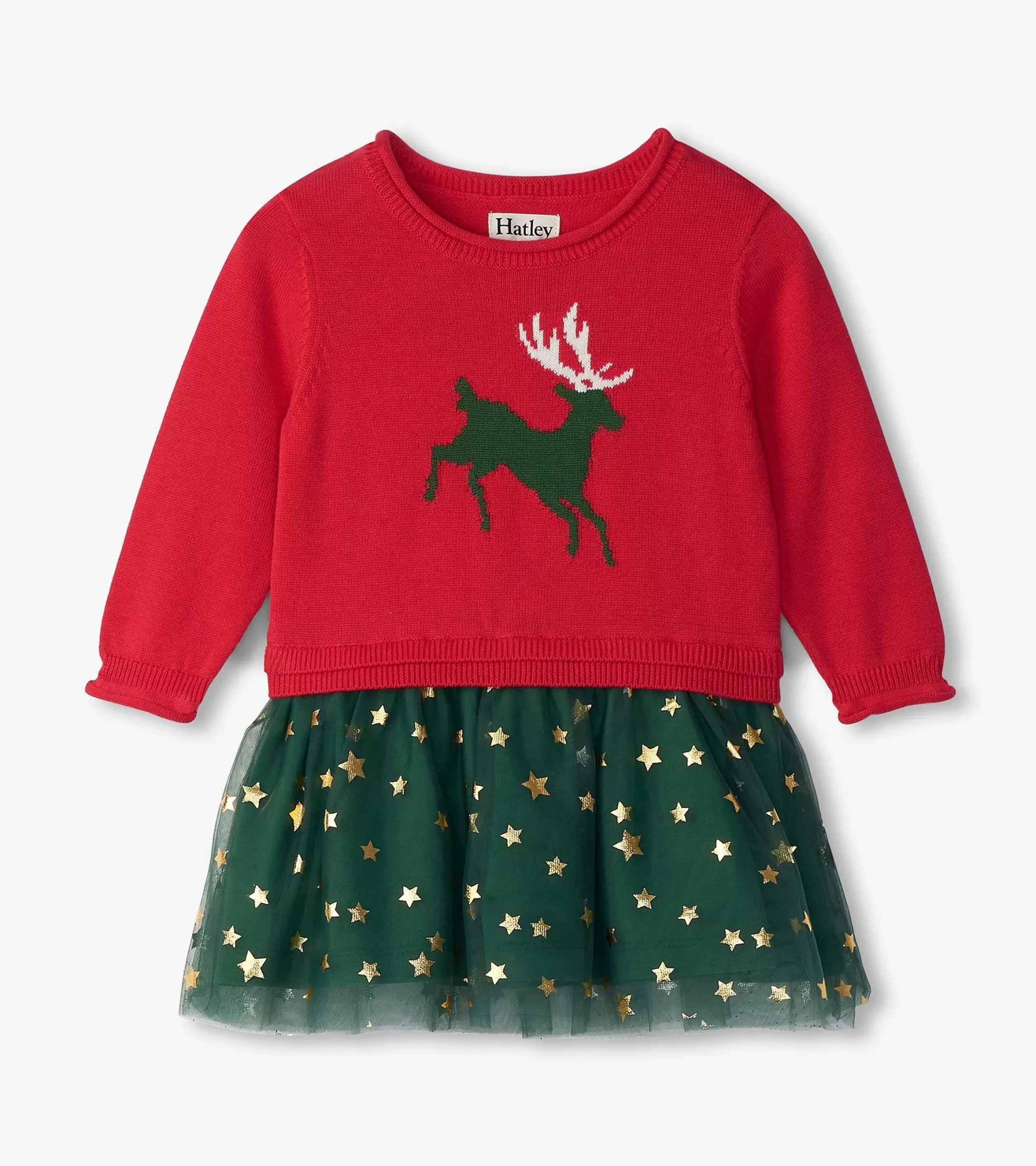 Hatley Baby & Toddler Holiday Reindeer Drop Waist Sweater Dress Hot