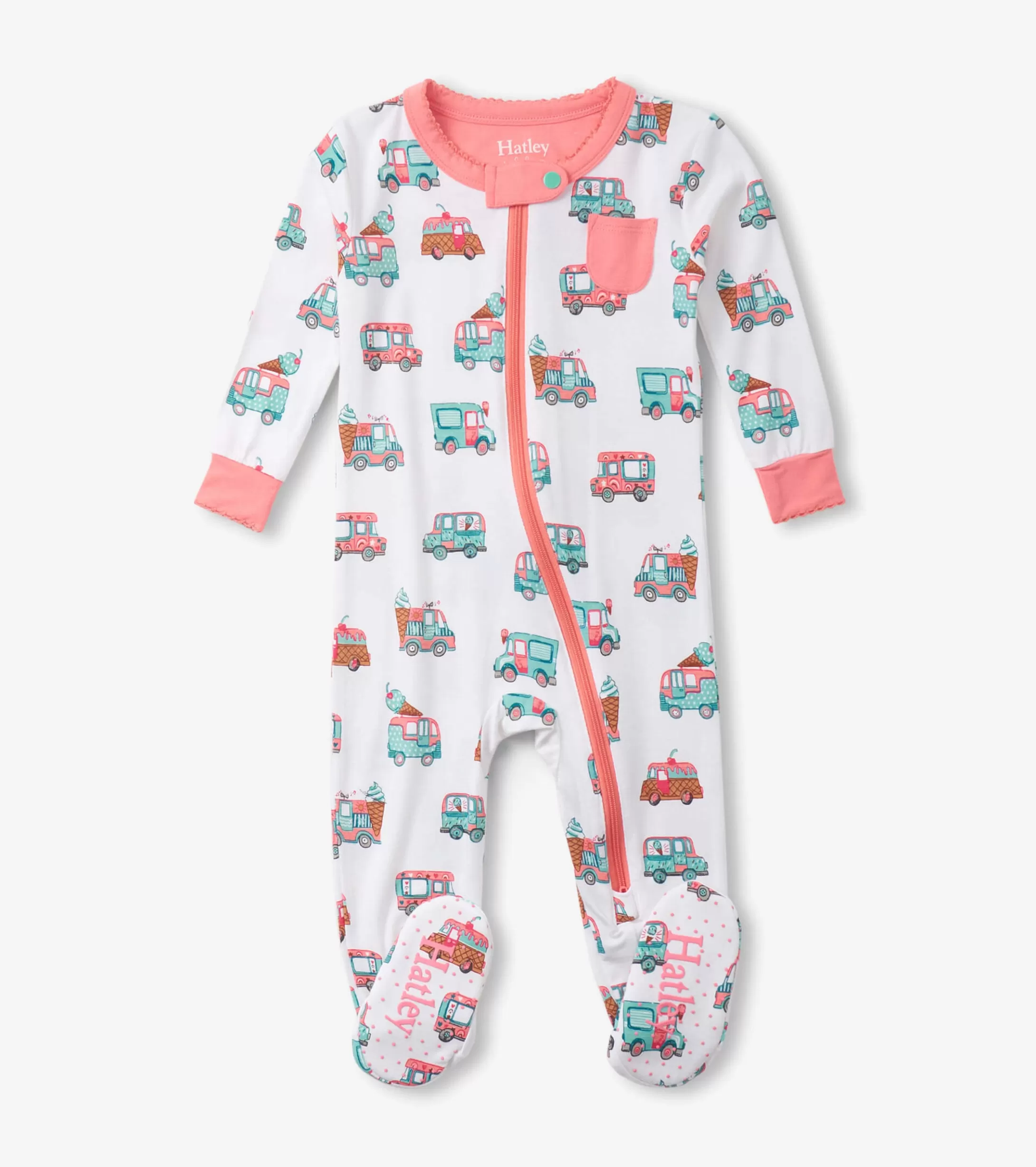 Hatley Baby Girls Ice Cream Trucks Footed Sleeper New