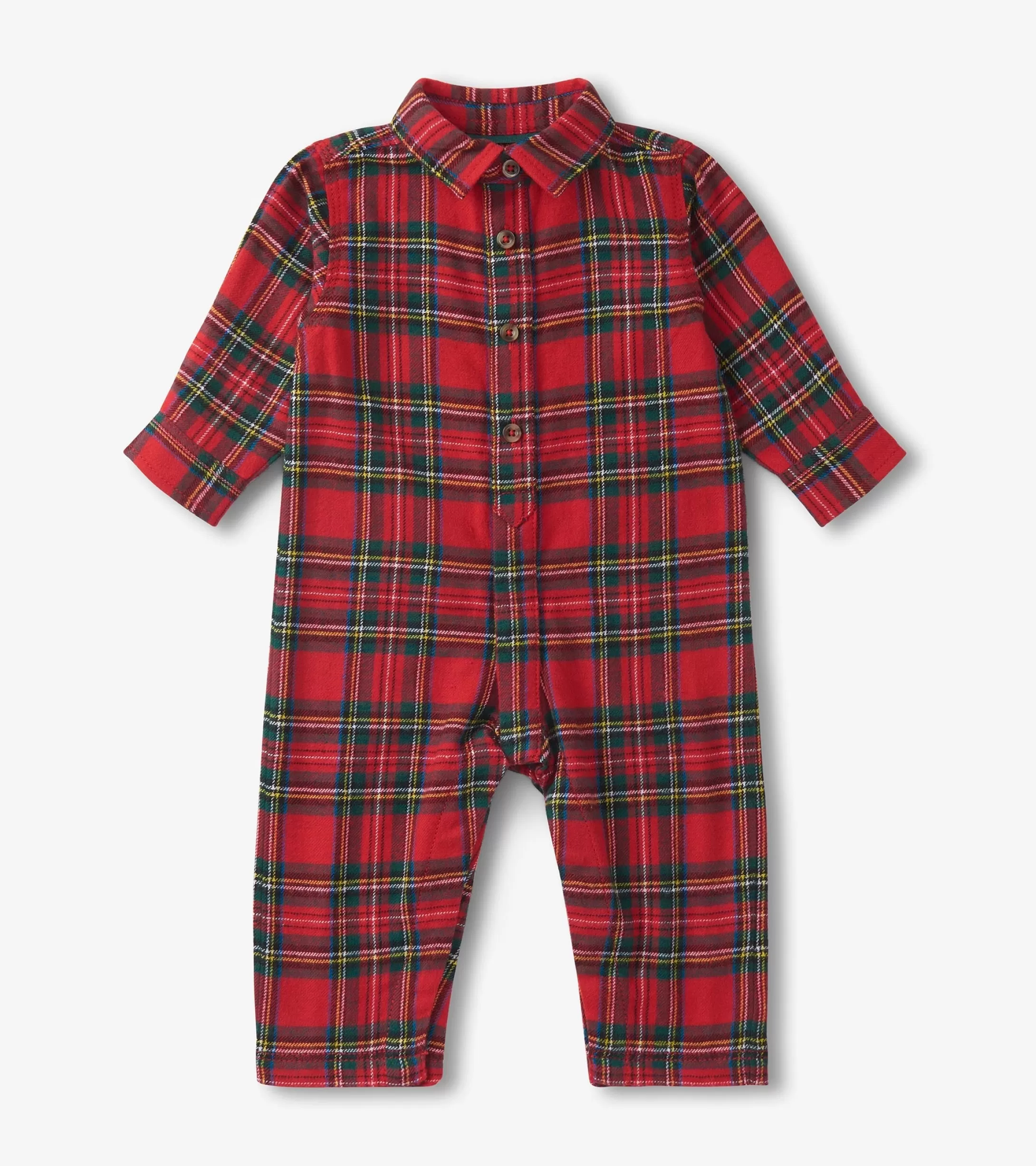 Hatley Baby Red Plaid Button Down Romper Fashion