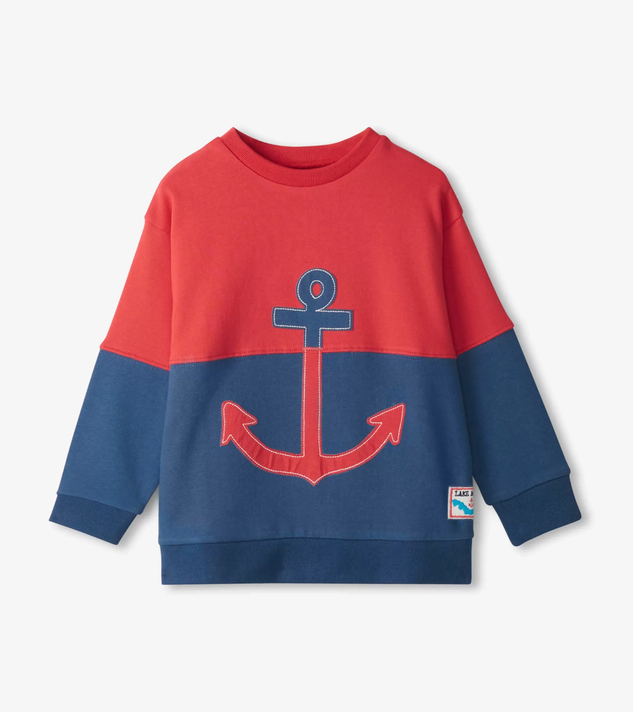 Hatley Boys Colour Block Anchor Pullover Sweatshirt Cheap