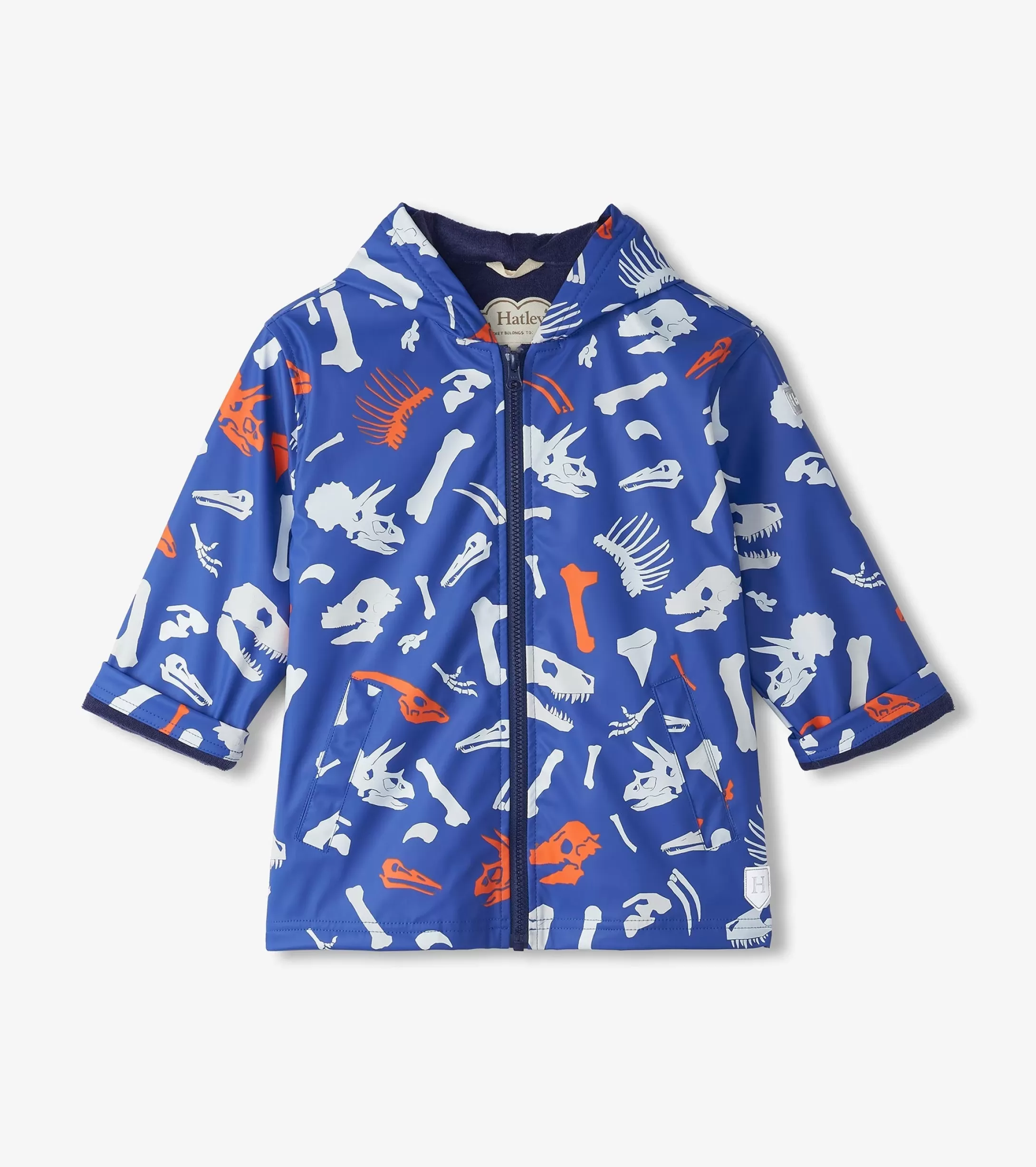 Hatley Boys Dino Fossils Colour Changing Zip-Up Rain Jacket Best