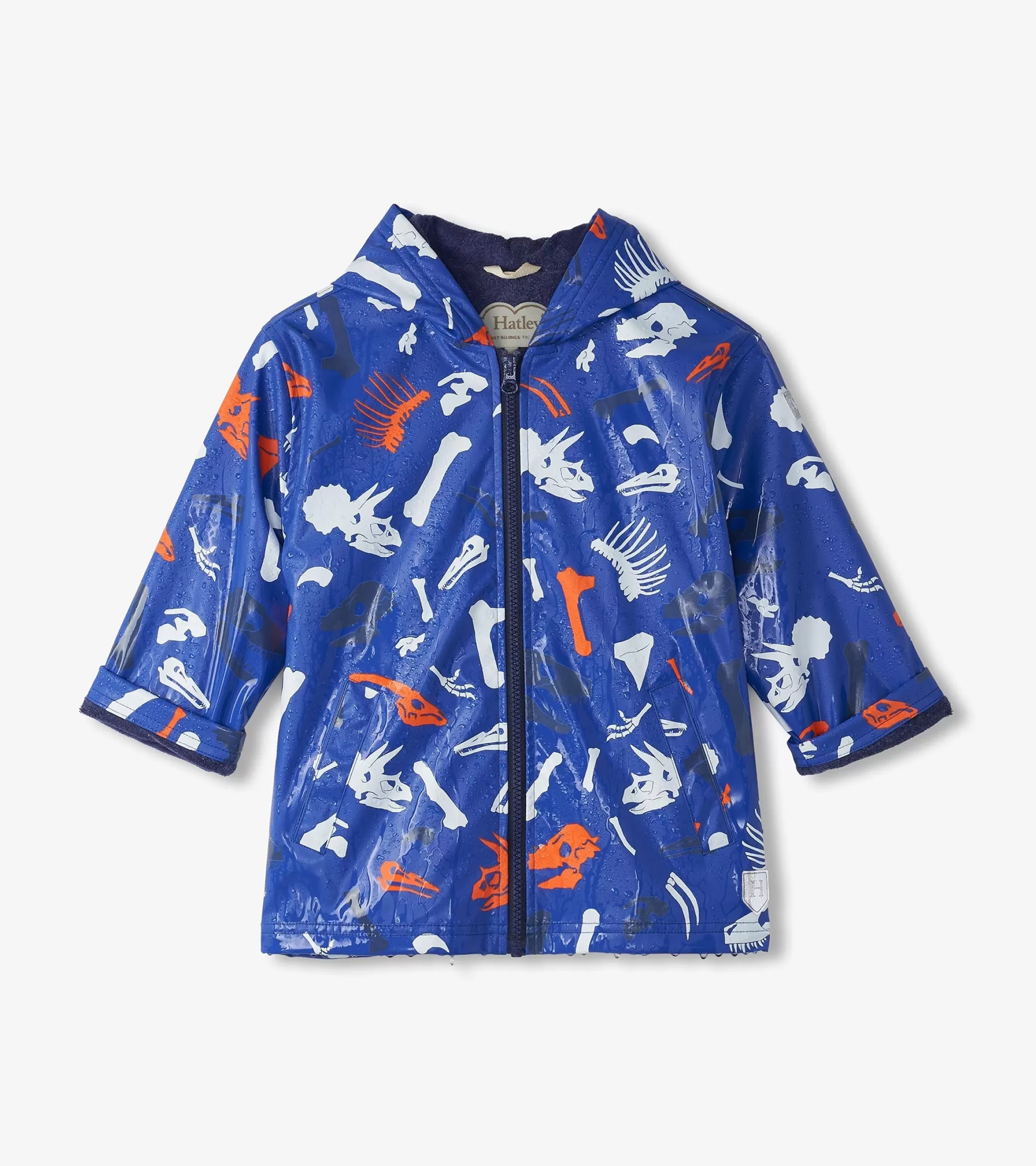 Hatley Boys Dino Fossils Colour Changing Zip-Up Rain Jacket Best