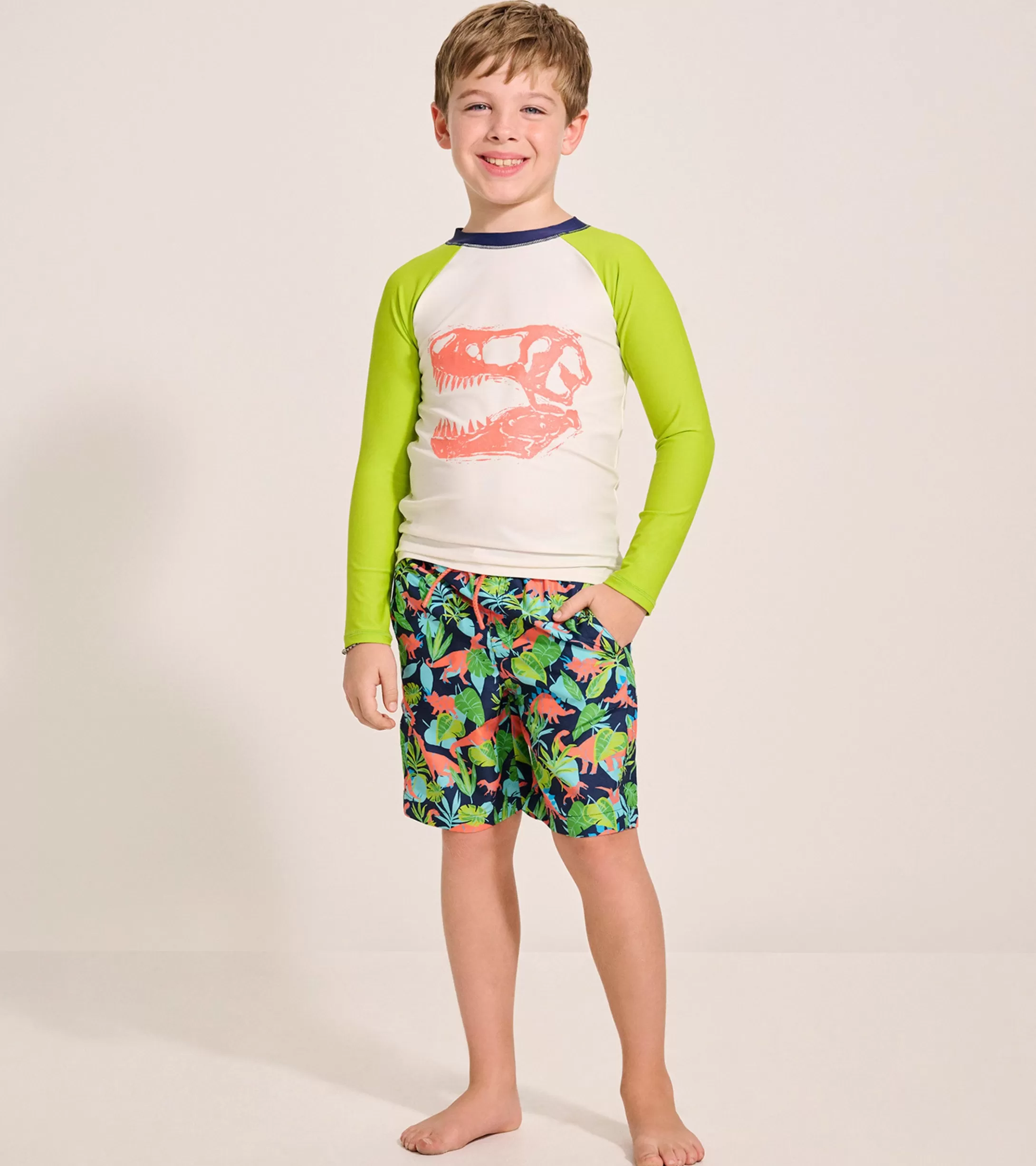 Hatley Boys Dino Skull Long Sleeve Rashguard Flash Sale