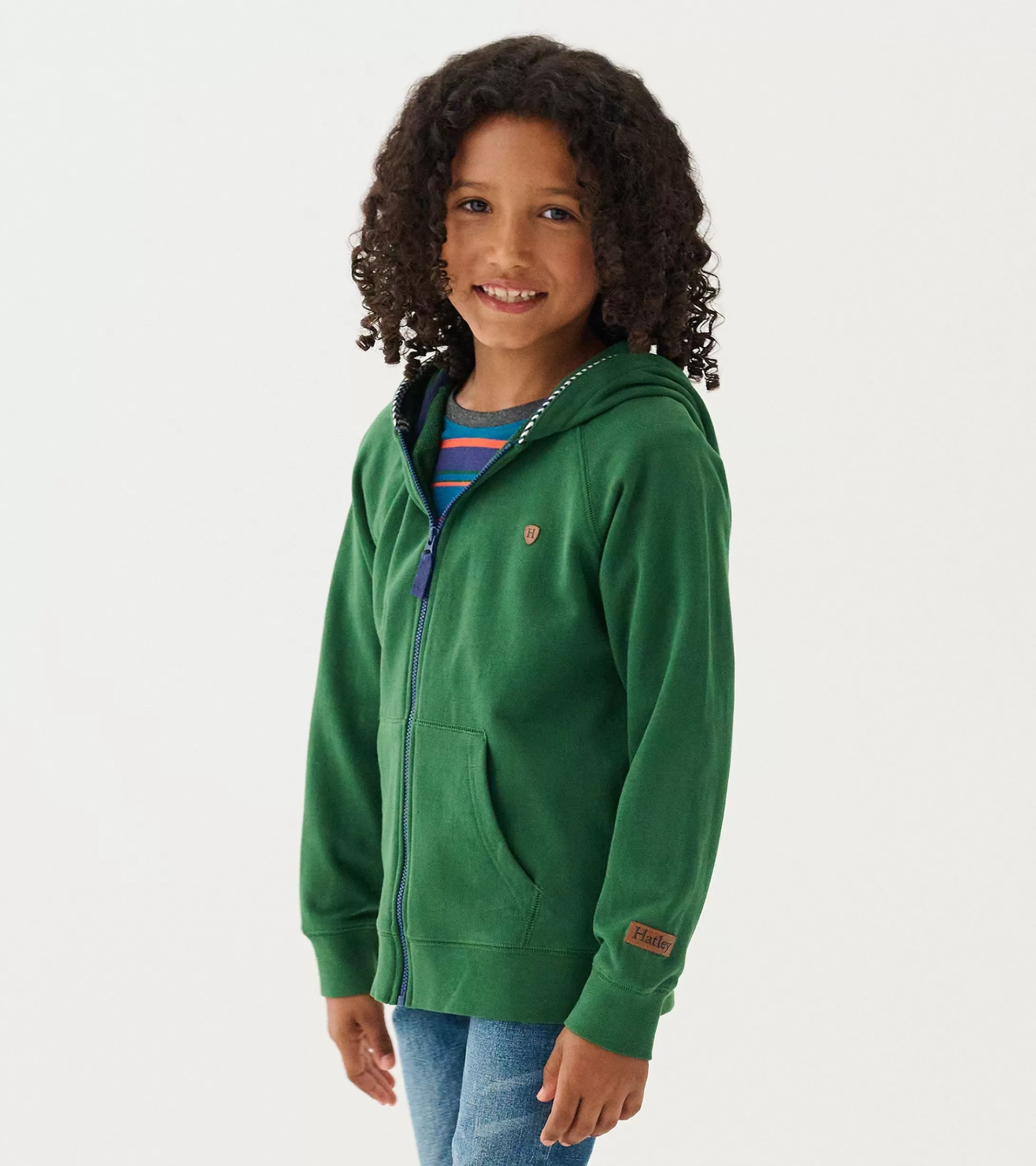 Hatley Boys Eden Green Zip-Up Hoodie Outlet