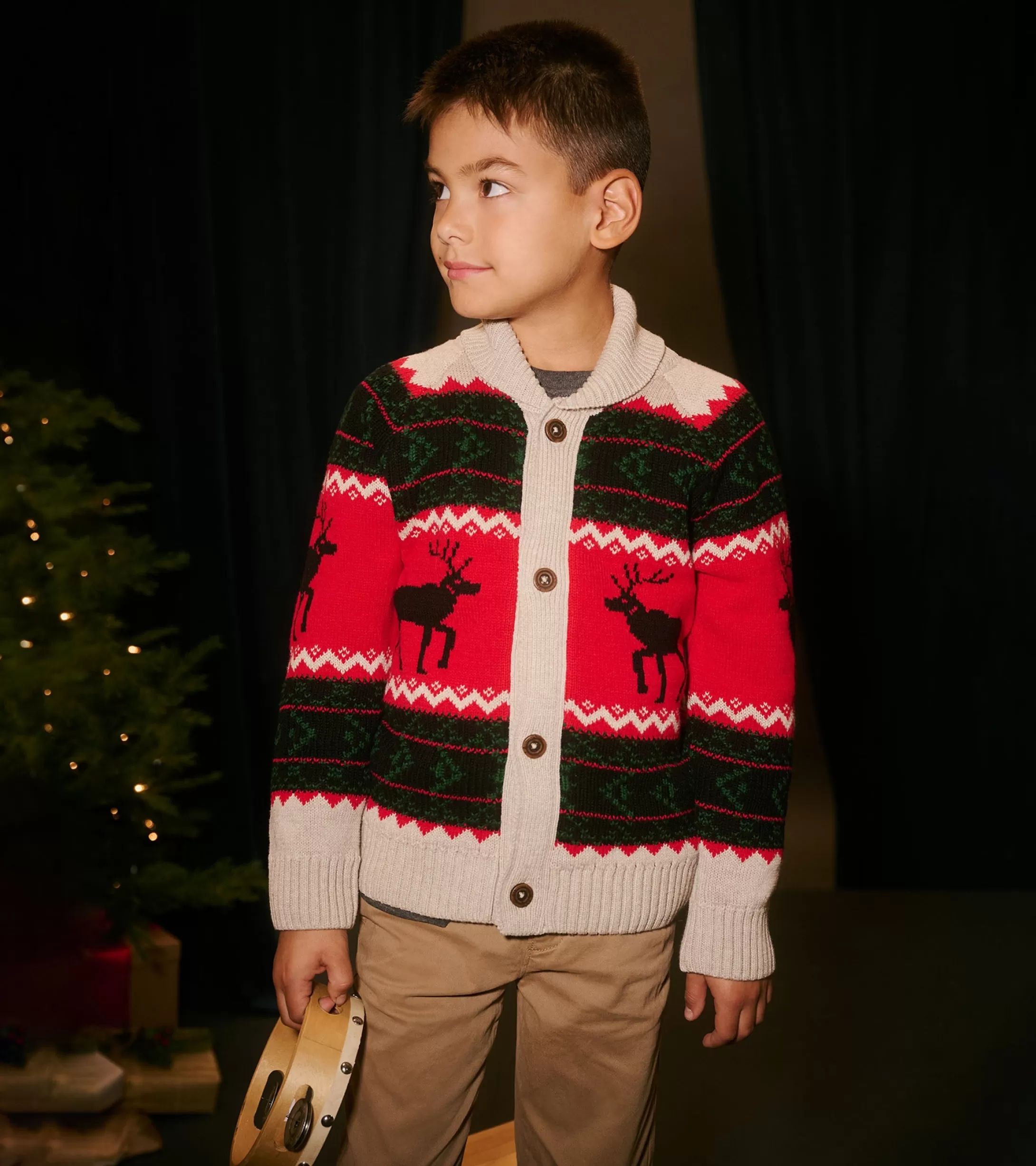 Hatley Boys Holiday Elks Shawl Collar Cardigan Store