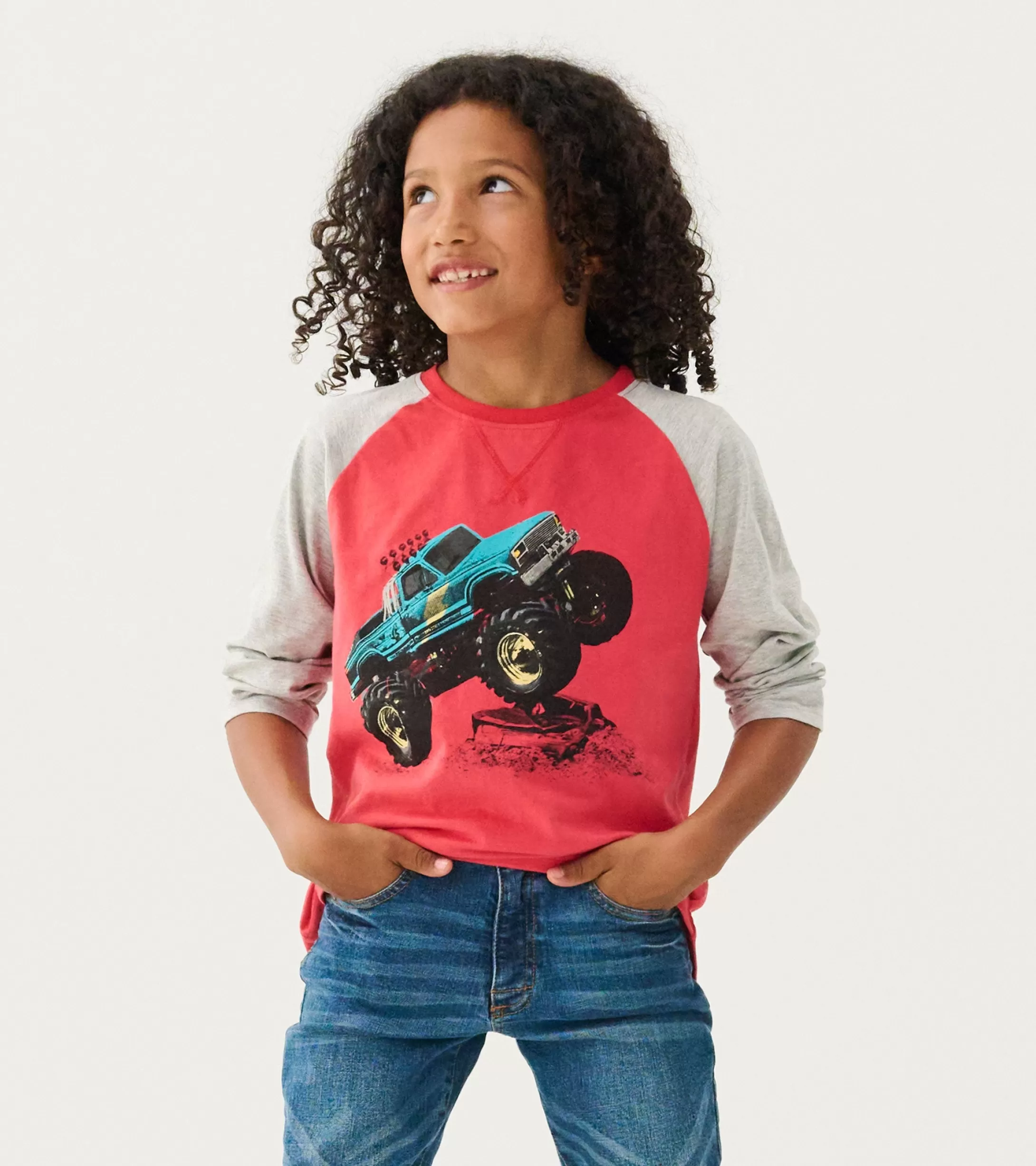 Hatley Boys Monster Trucks Long Sleeve Raglan T-Shirt Discount