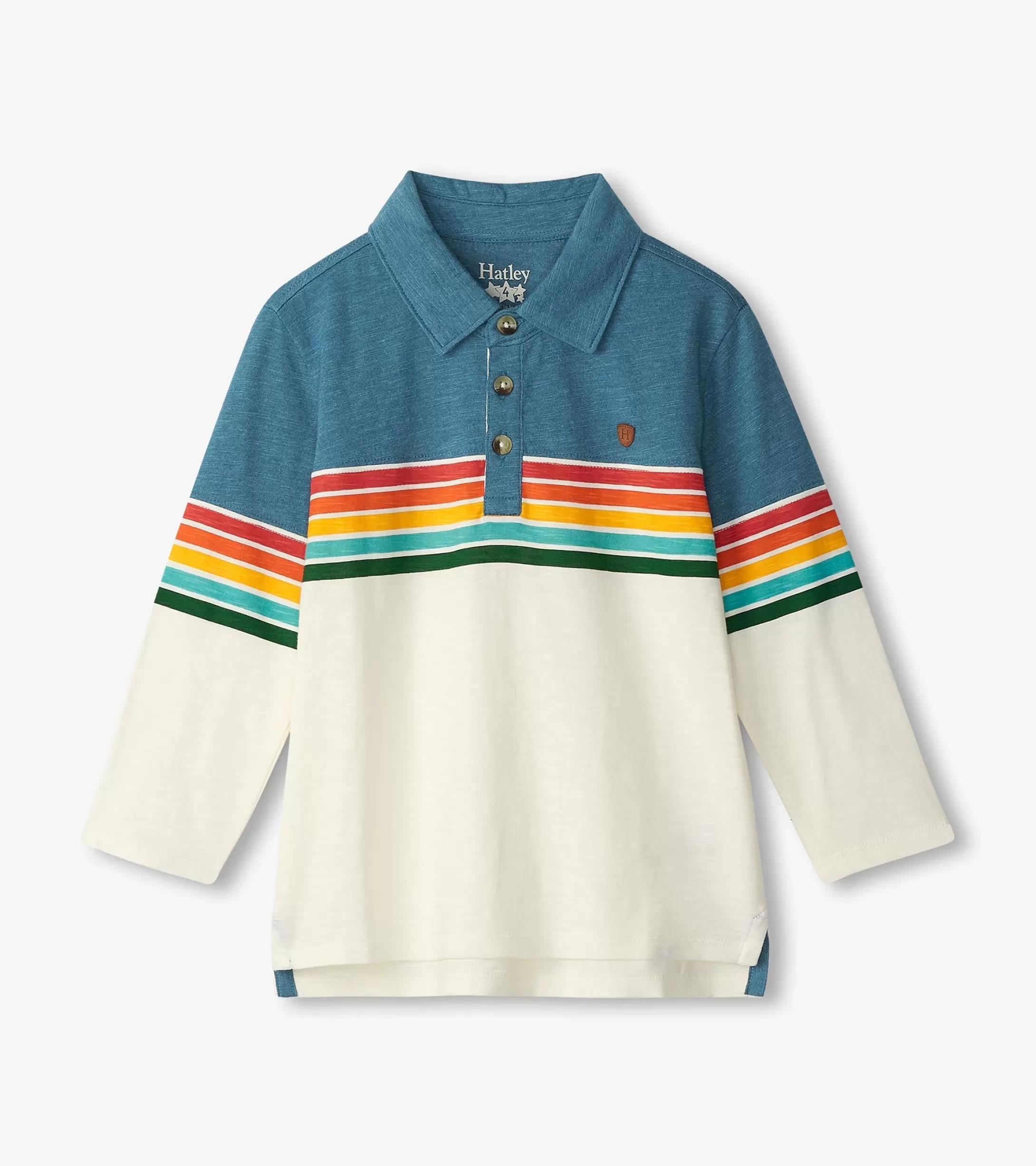 Hatley Boys Retro Stripes Long Sleeve Panelled Polo Cheap