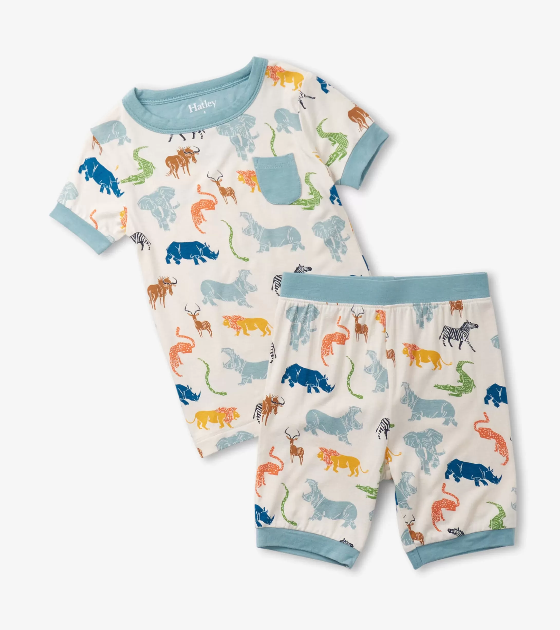 Hatley Boys Scratchy Safari Bamboo Short Pajama Set Hot