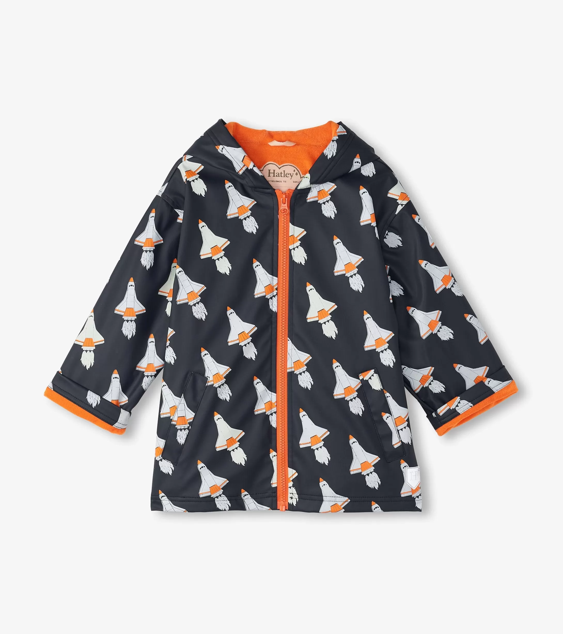 Hatley Boys Space Shuttles Colour Changing Zip-Up Rain Jacket Clearance