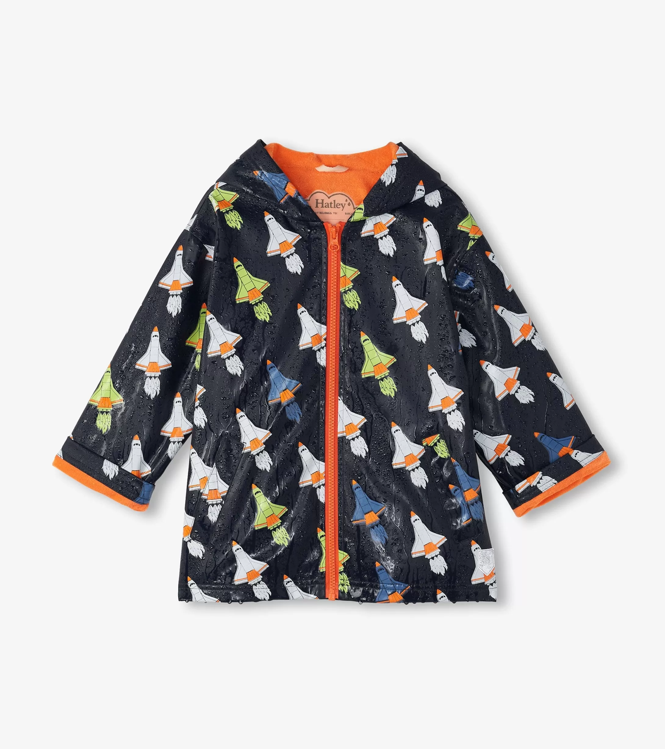 Hatley Boys Space Shuttles Colour Changing Zip-Up Rain Jacket Clearance