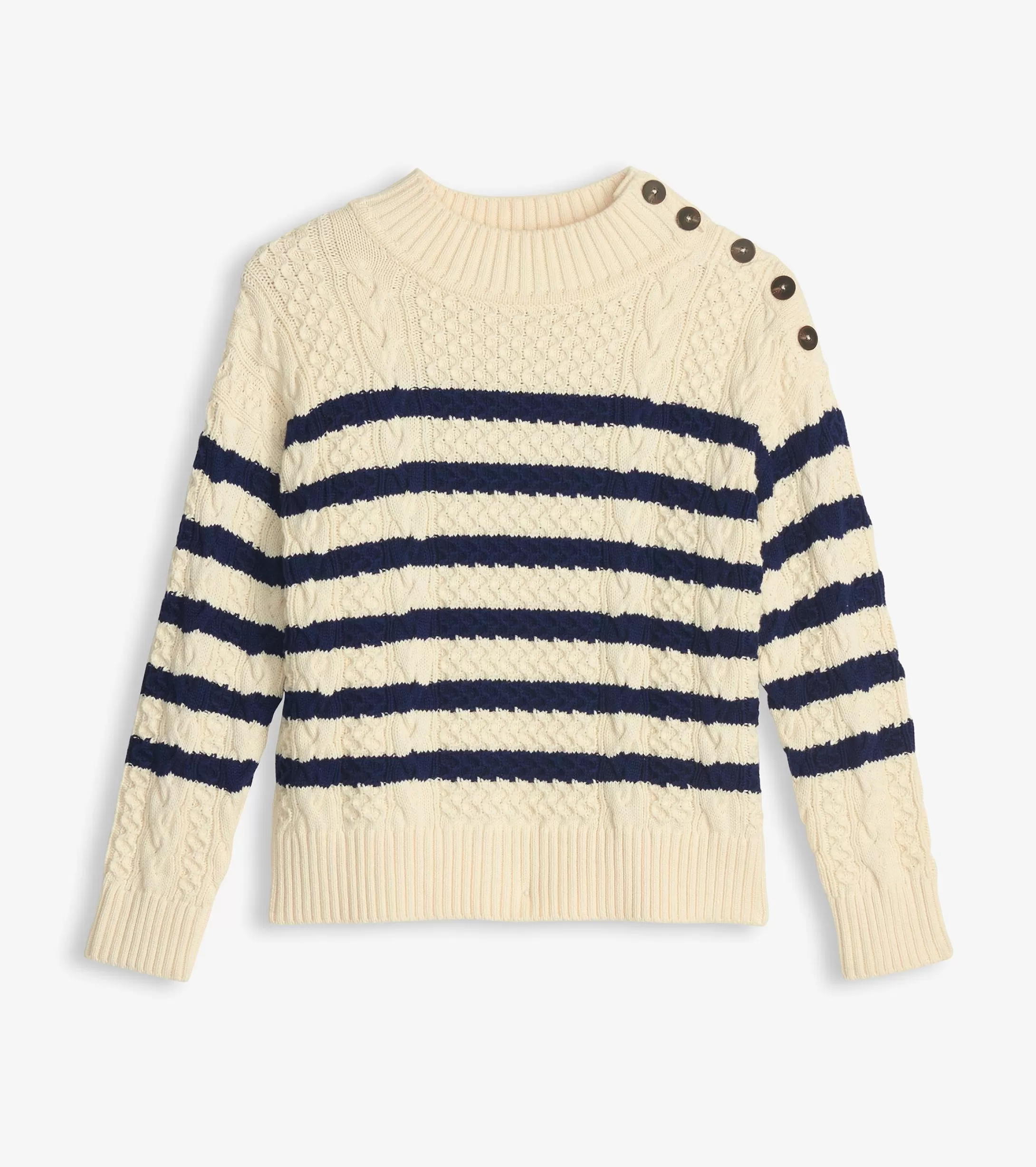 Hatley Button Neck Sweater - French Stripe Best