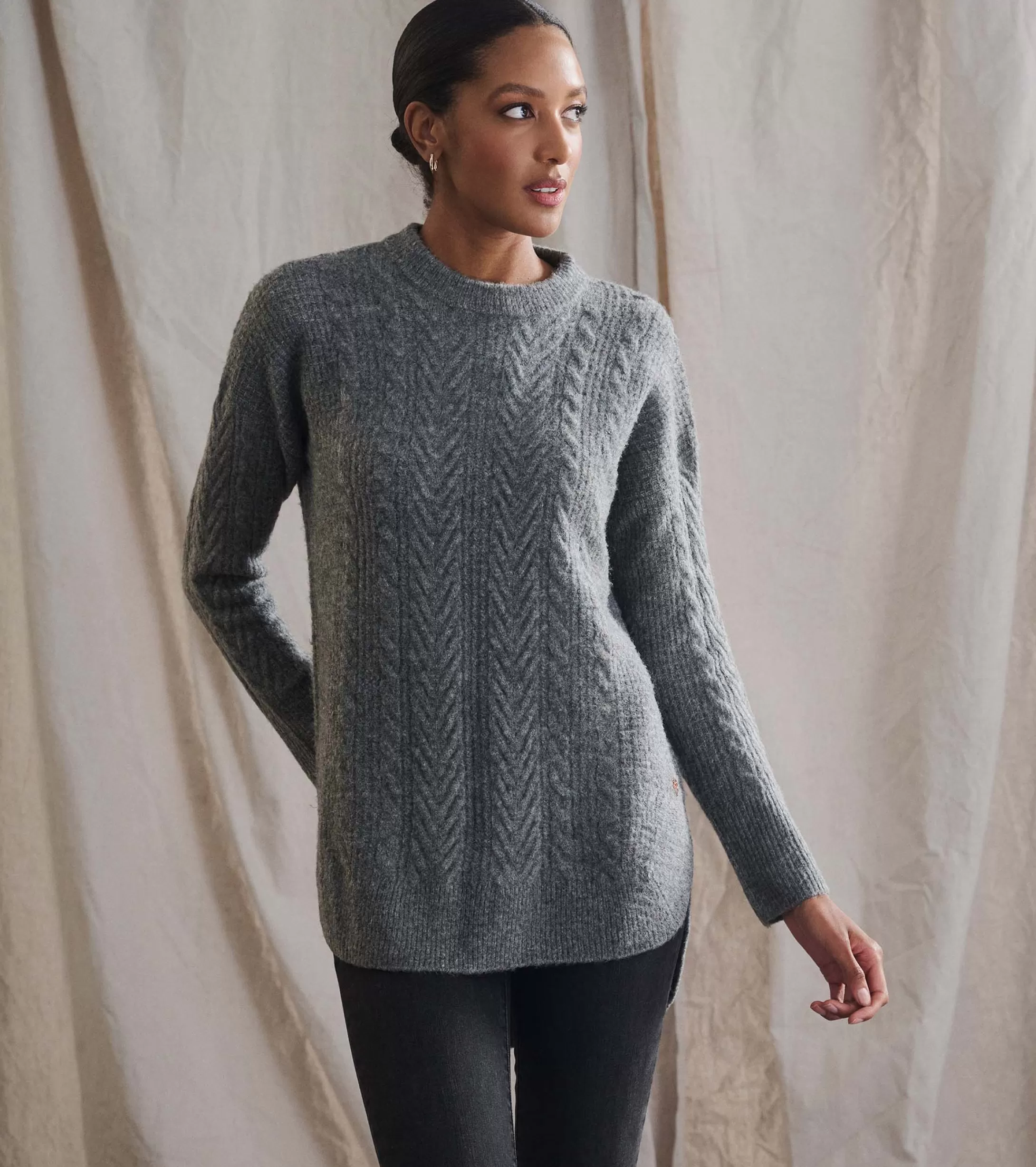 Hatley Cable Knit Tunic - Charcoal Heather Best