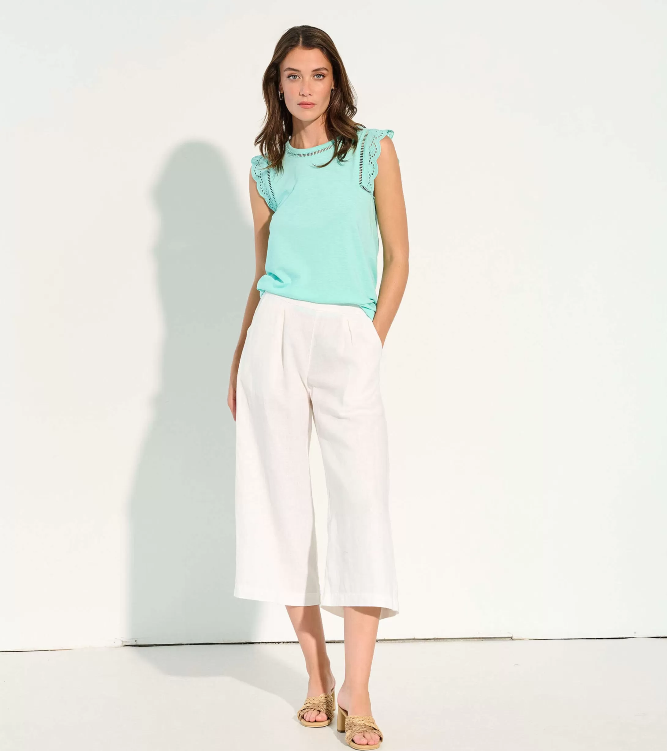 Hatley Cropped Wide Leg Pants - White Store