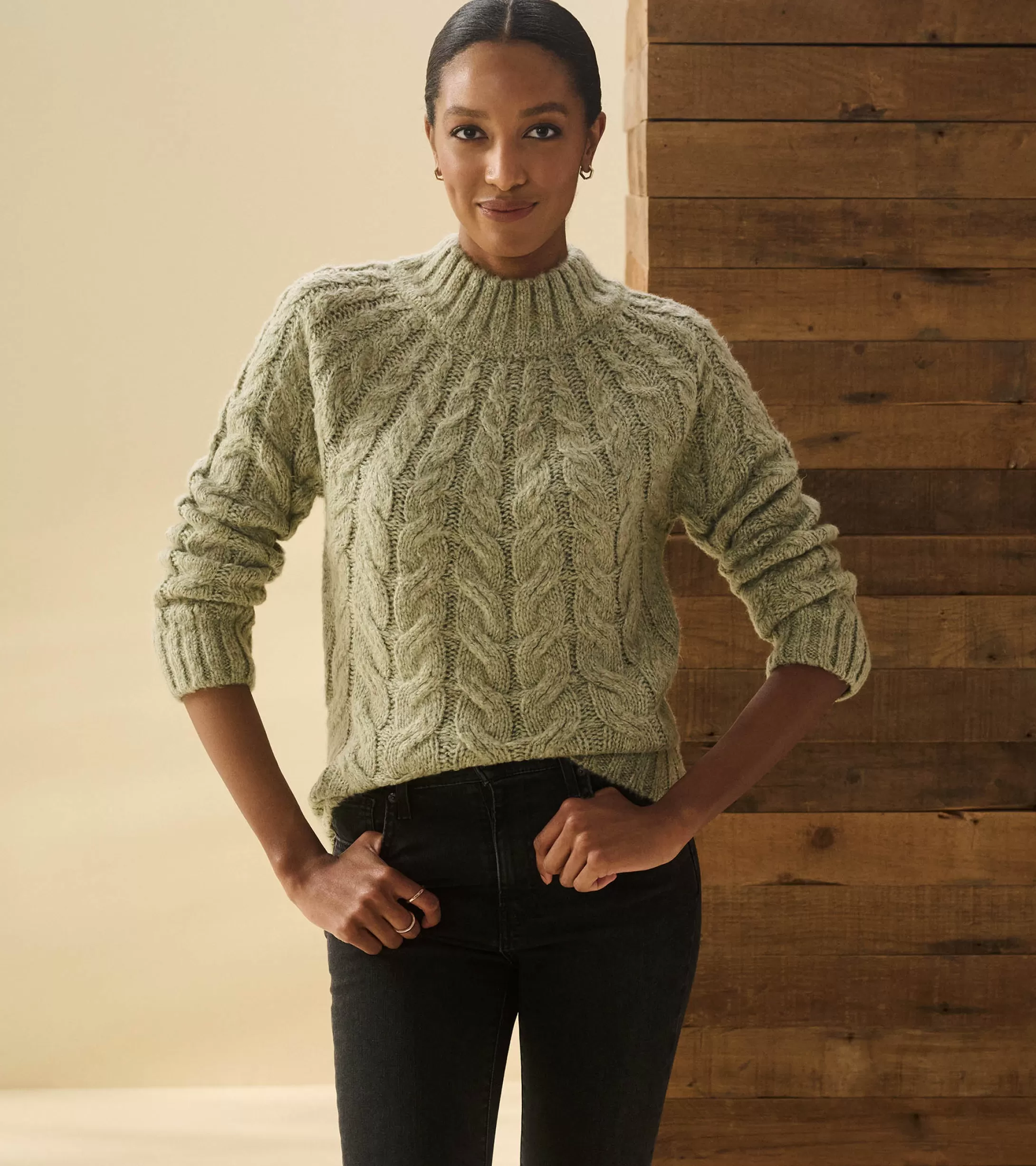 Hatley Dylan Cable Knit Sweater - Moss Green Discount