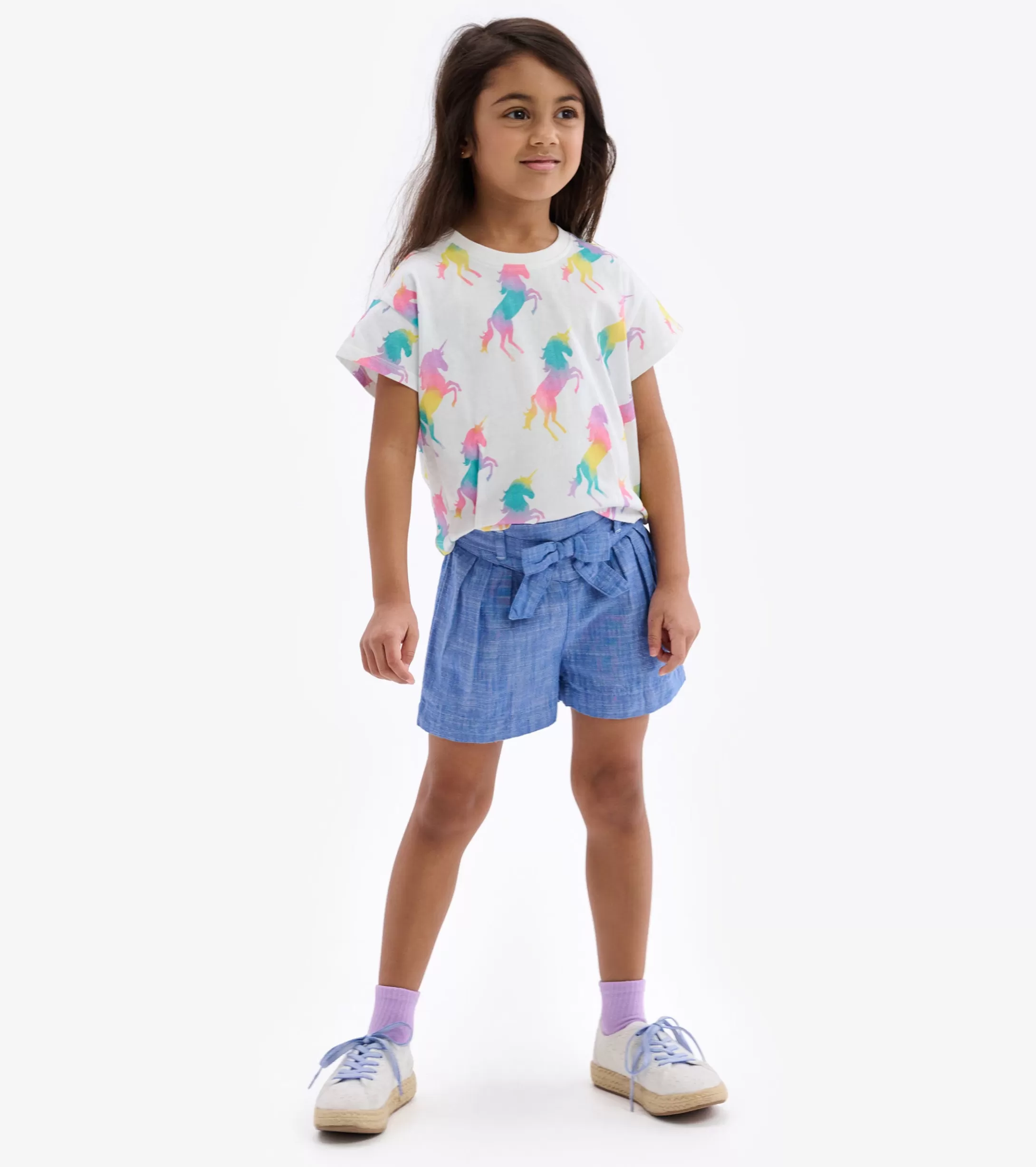 Hatley Girls Belted Chambray Paper Bag Shorts Cheap