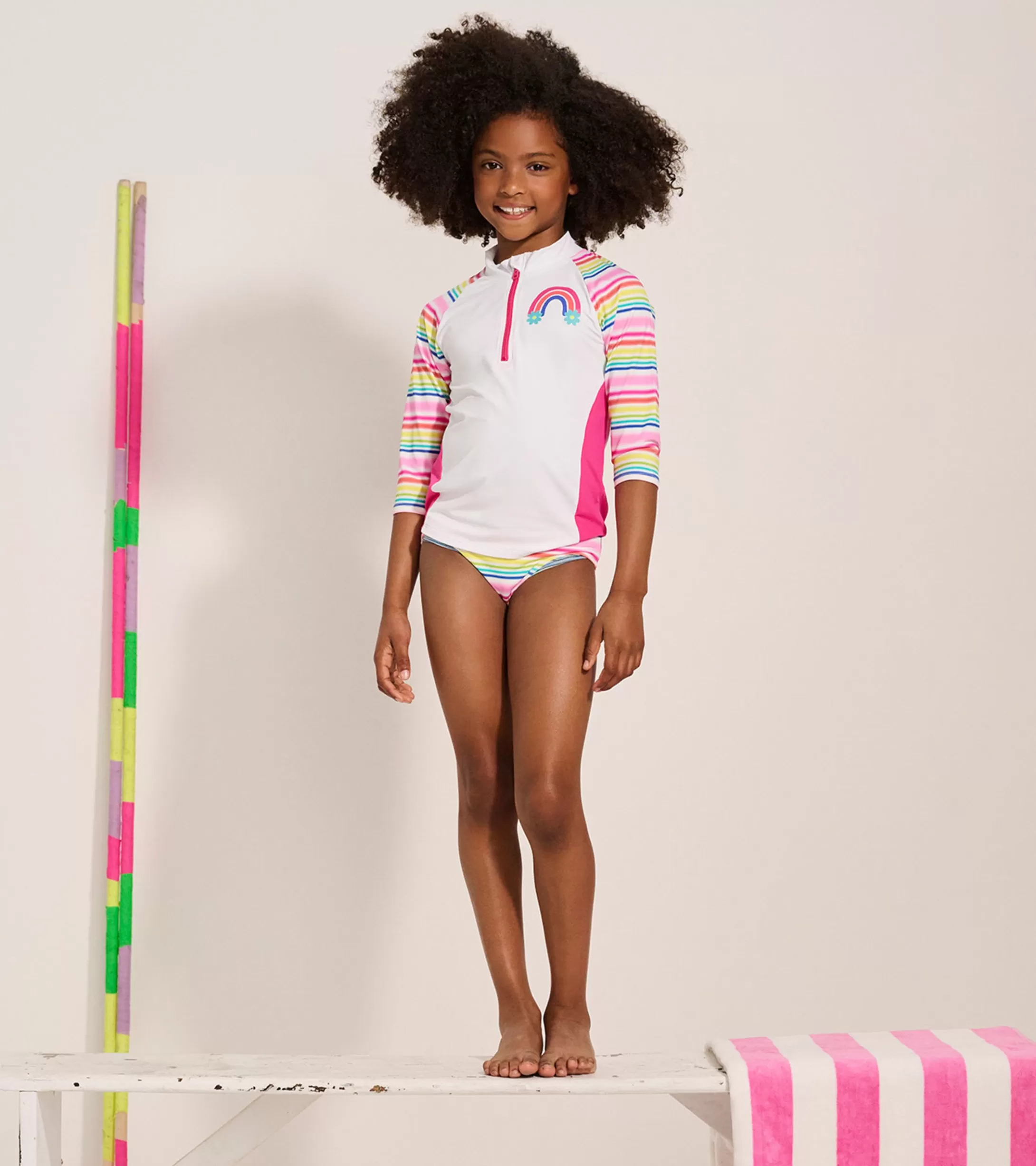 Hatley Girls Dazzling Stripes Two-Piece Rashguard Set New