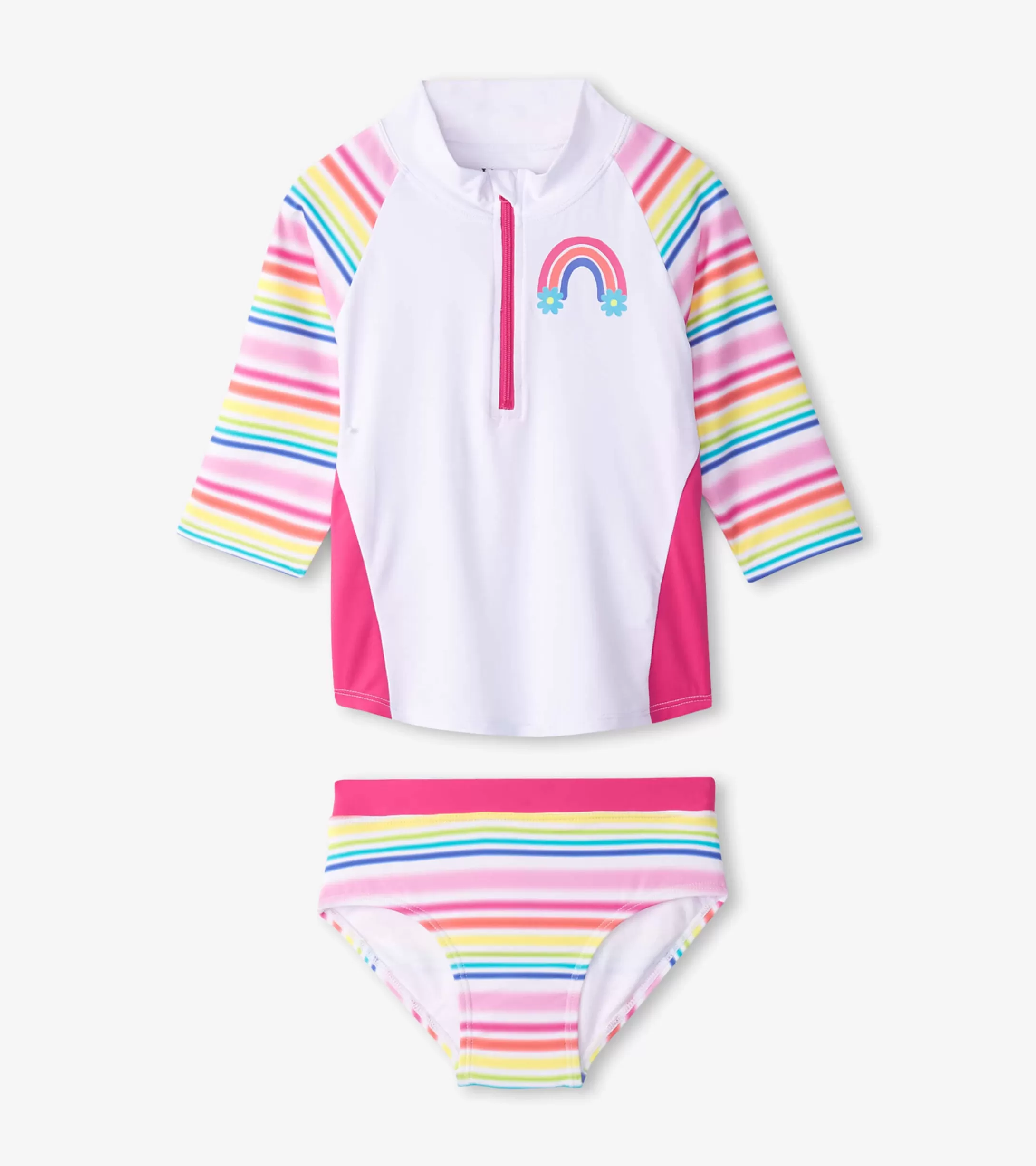 Hatley Girls Dazzling Stripes Two-Piece Rashguard Set New