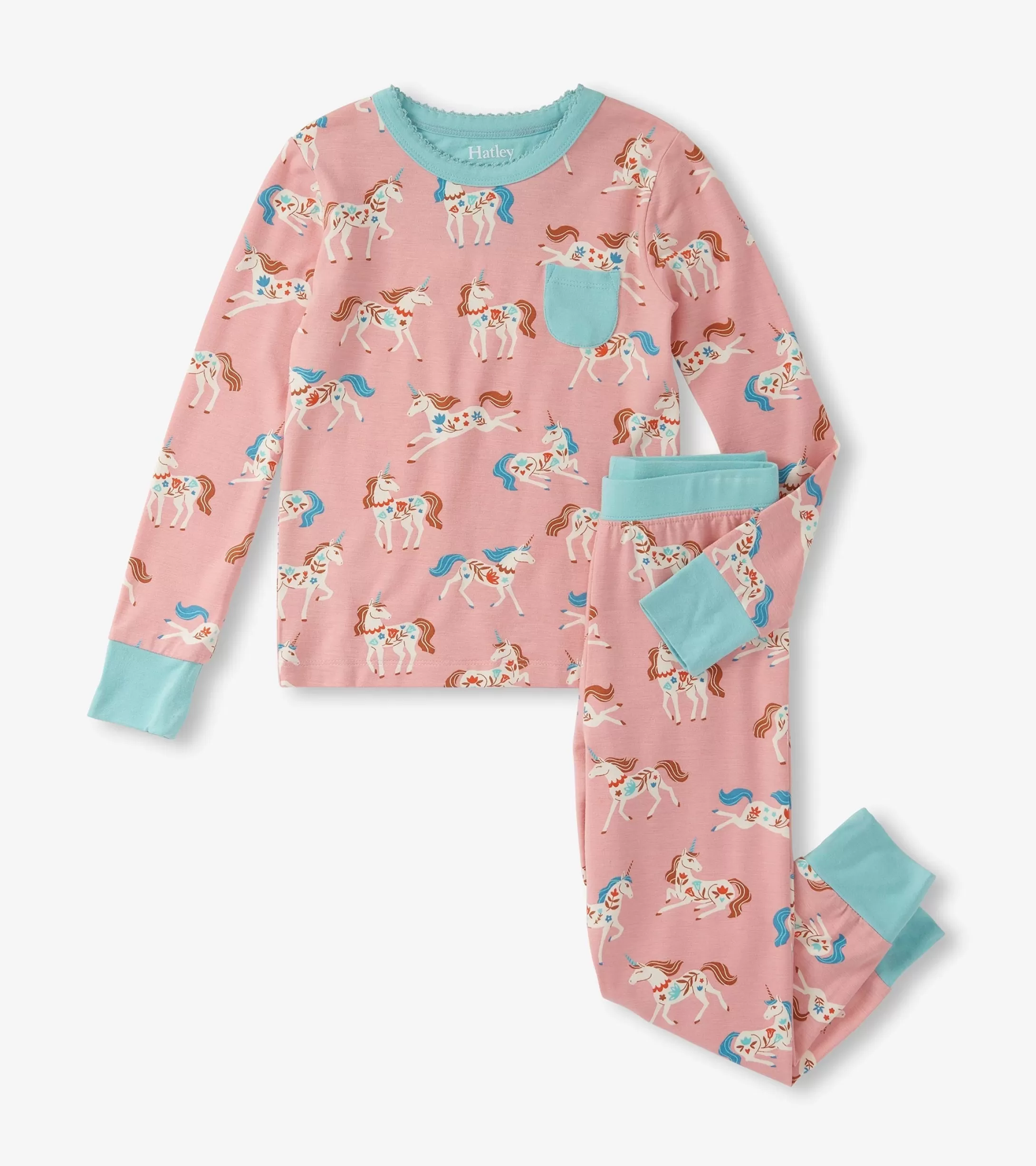 Hatley Girls Folksy Unicorns Bamboo Pajama Set Flash Sale