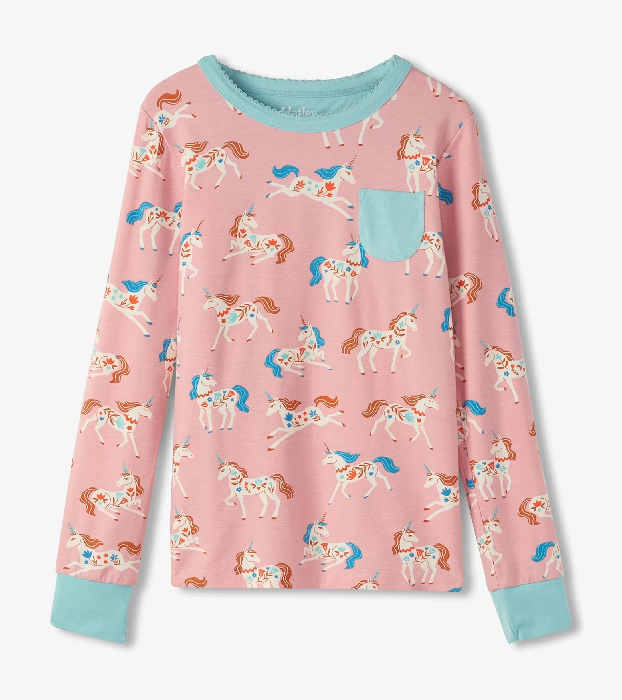 Hatley Girls Folksy Unicorns Bamboo Pajama Set Flash Sale