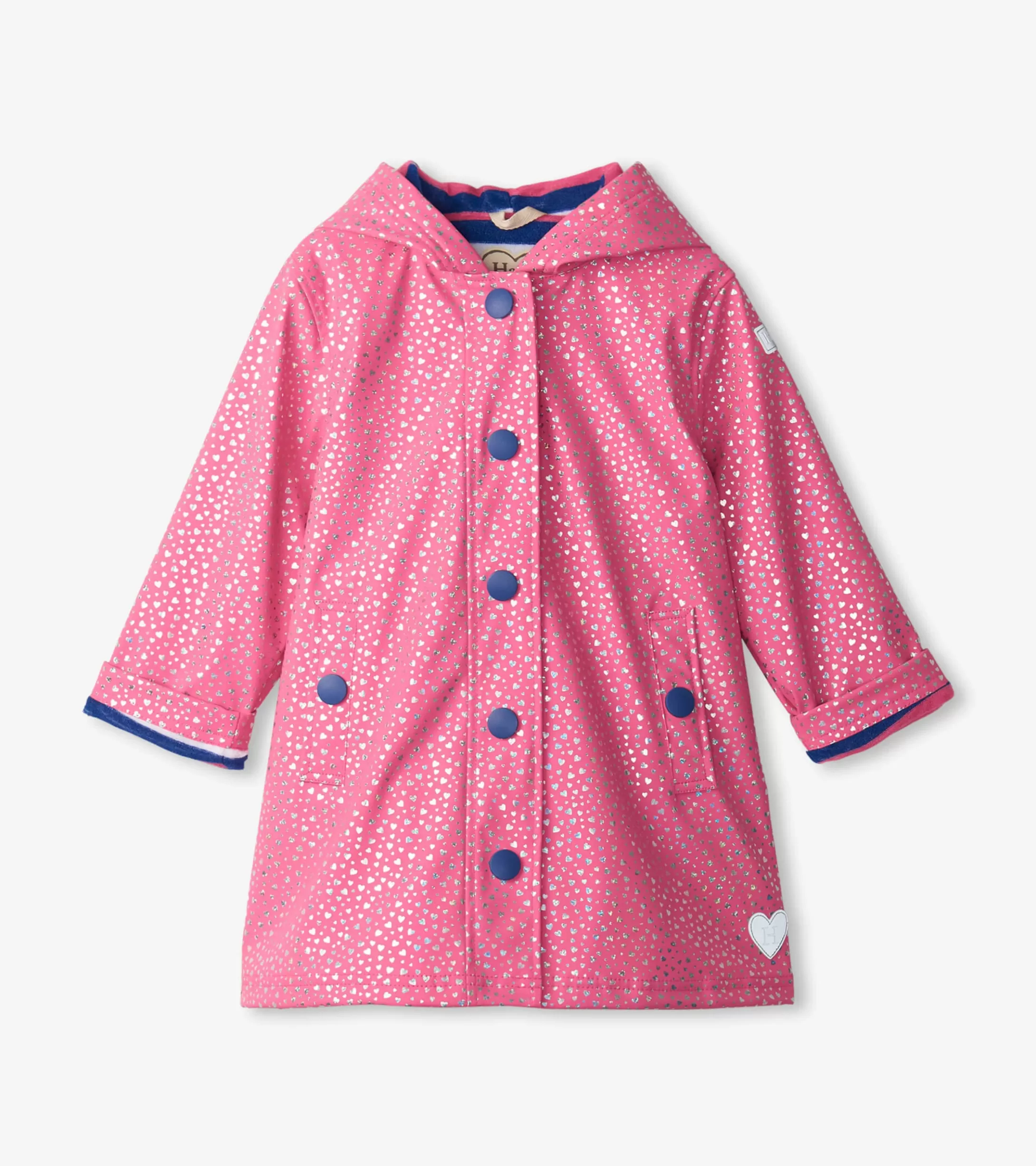 Hatley Girls Glitter Hearts Button-Up Rain Jacket Outlet