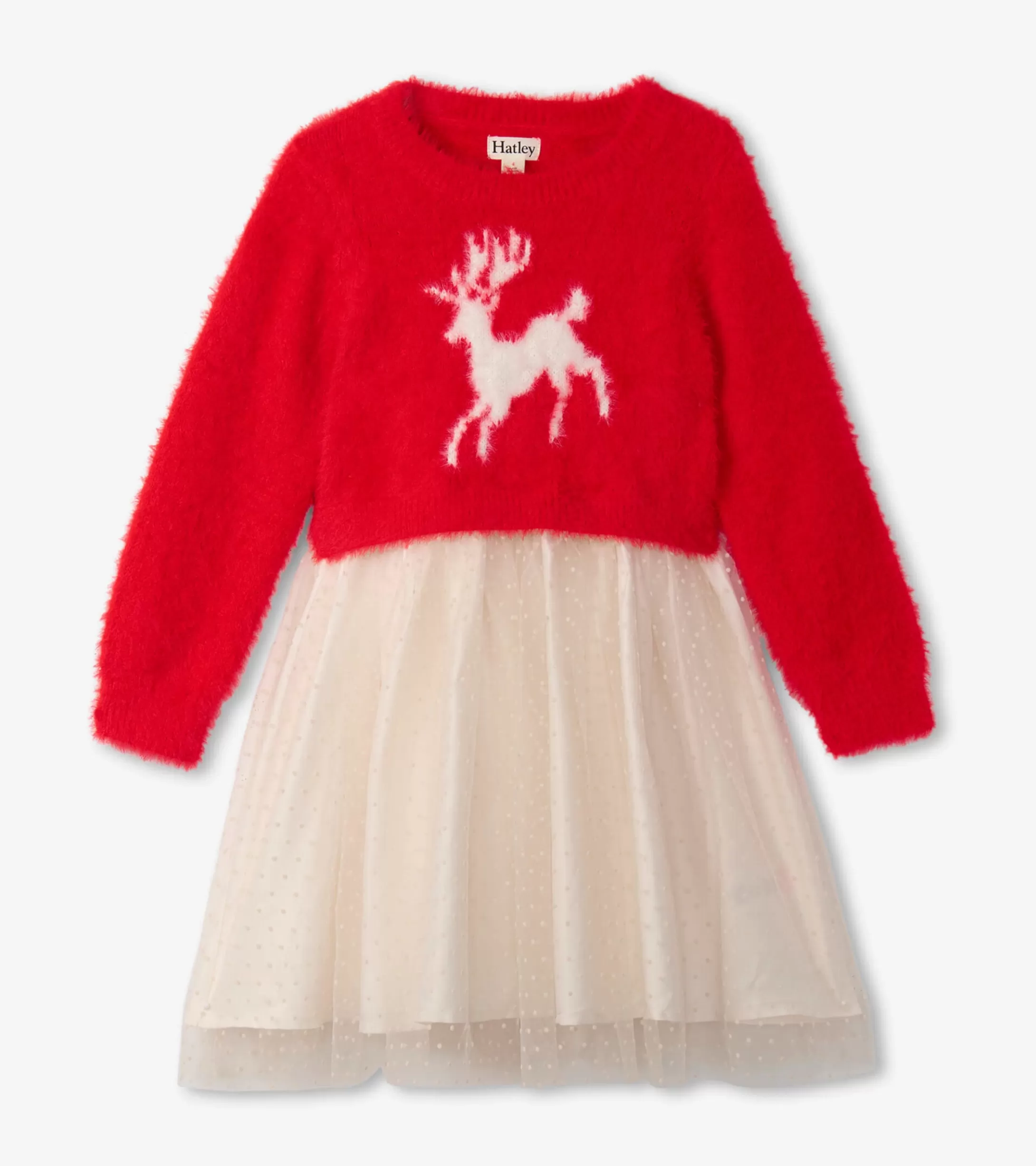 Hatley Girls Holiday Deer Mix Media Dress Store