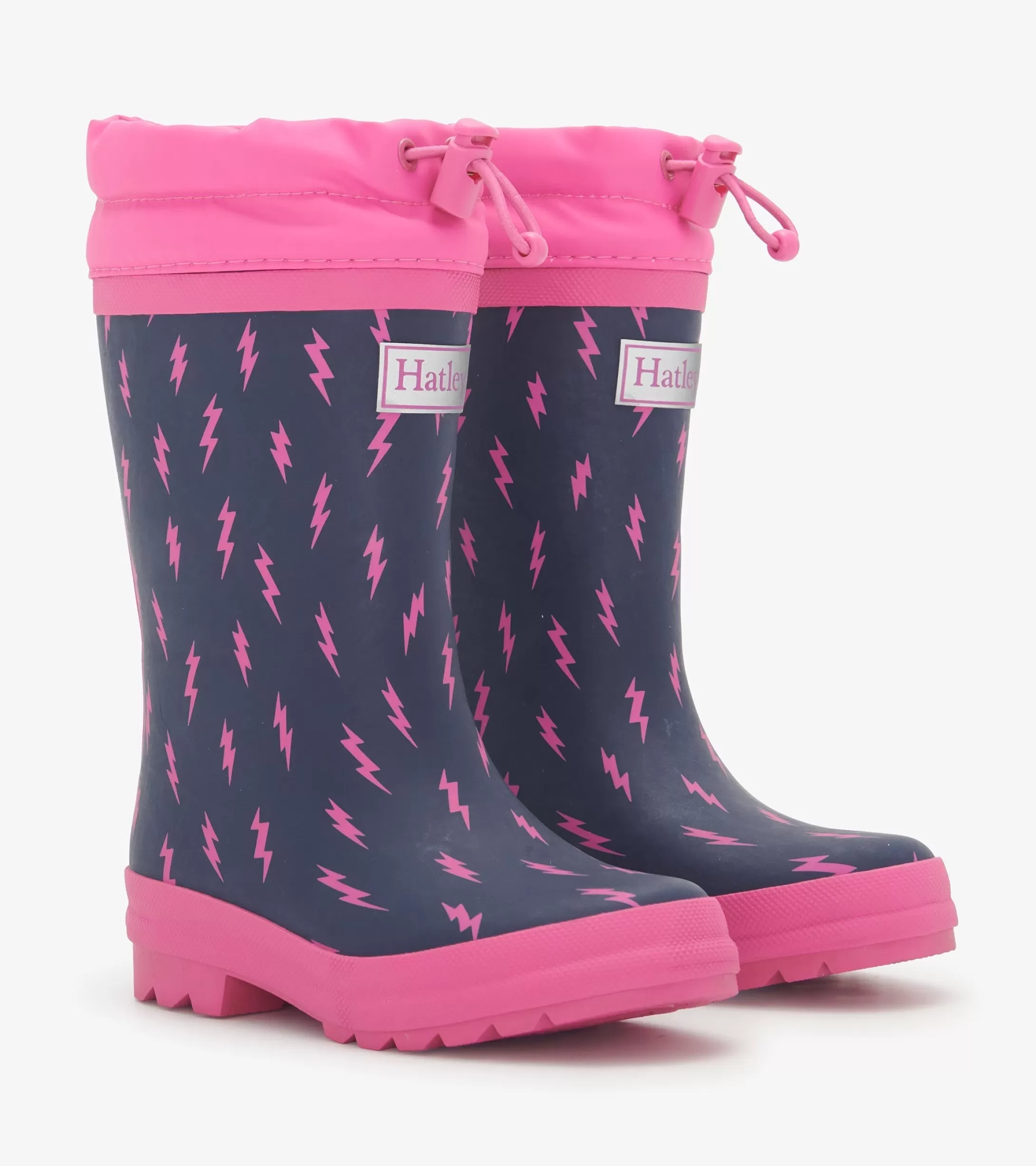 Hatley Girls Mini Lightning Bolts Sherpa Lined Rain Boots New