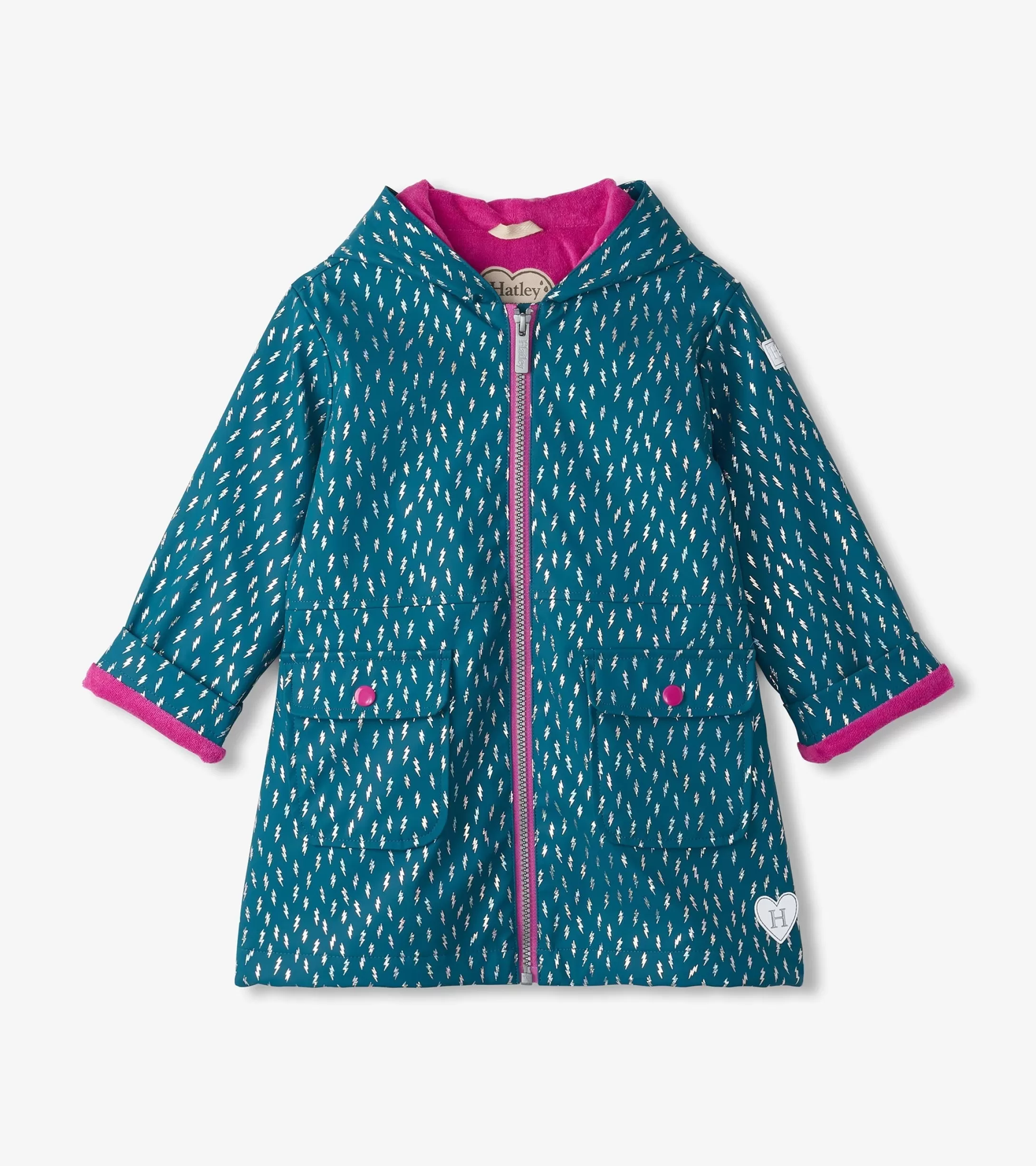 Hatley Girls Mini Lightning Bolts Zip-Up Rain Jacket Flash Sale