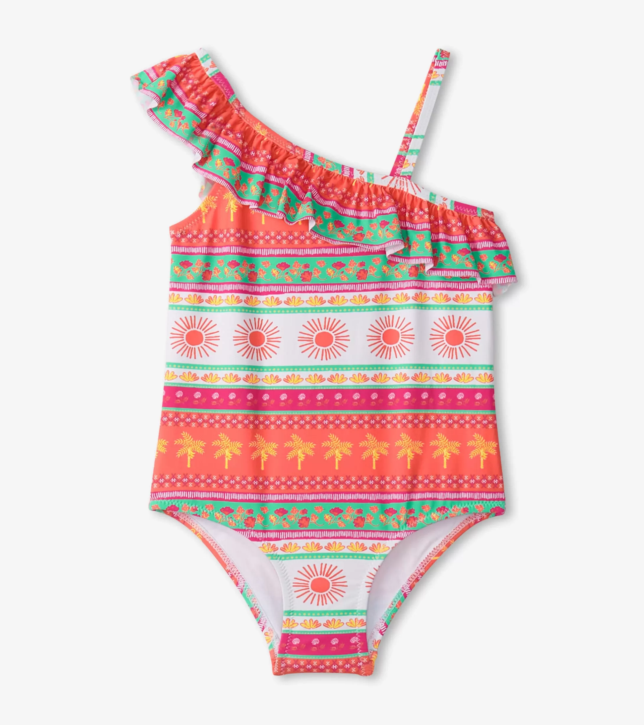 Hatley Girls Ornate Tropicals Ruffle Trim Swimsuit Flash Sale