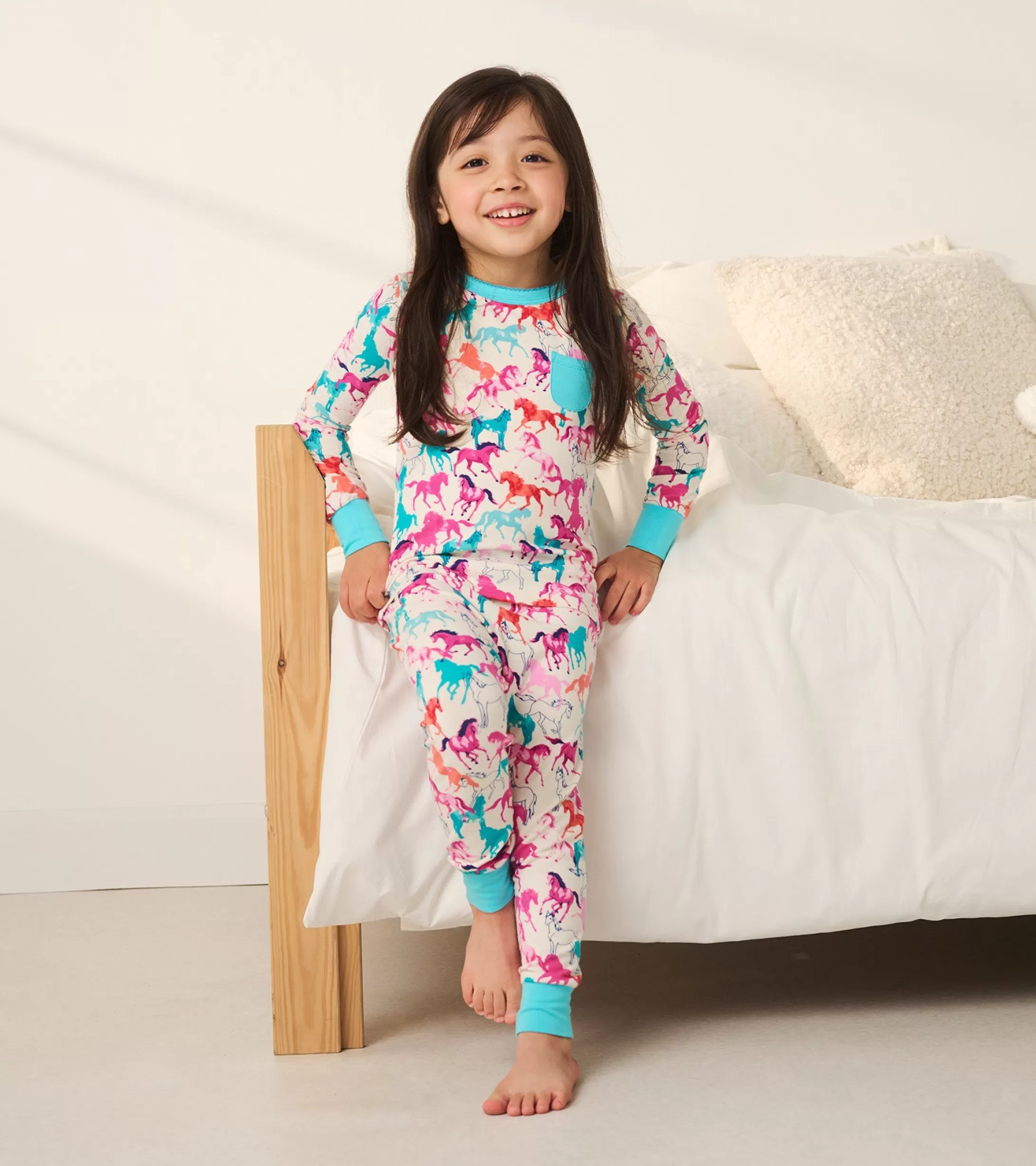 Hatley Girls Pretty Horses Bamboo Pajama Set New