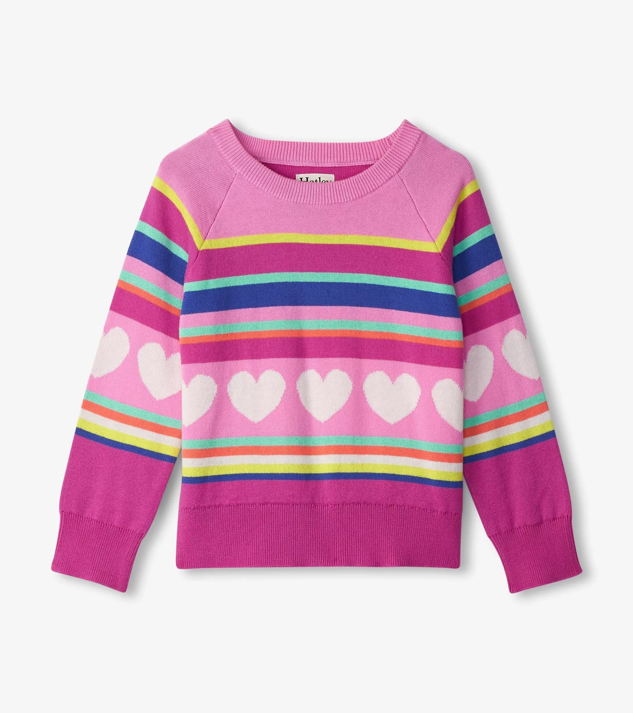 Hatley Girls Rainbow Heart Sweater Hot