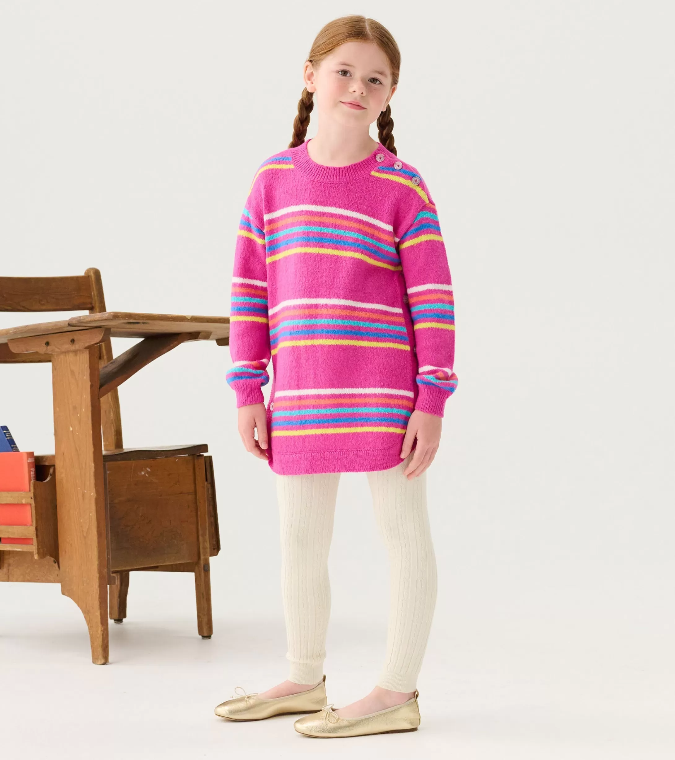 Hatley Girls Rainbow Stripes Sweater Tunic Outlet