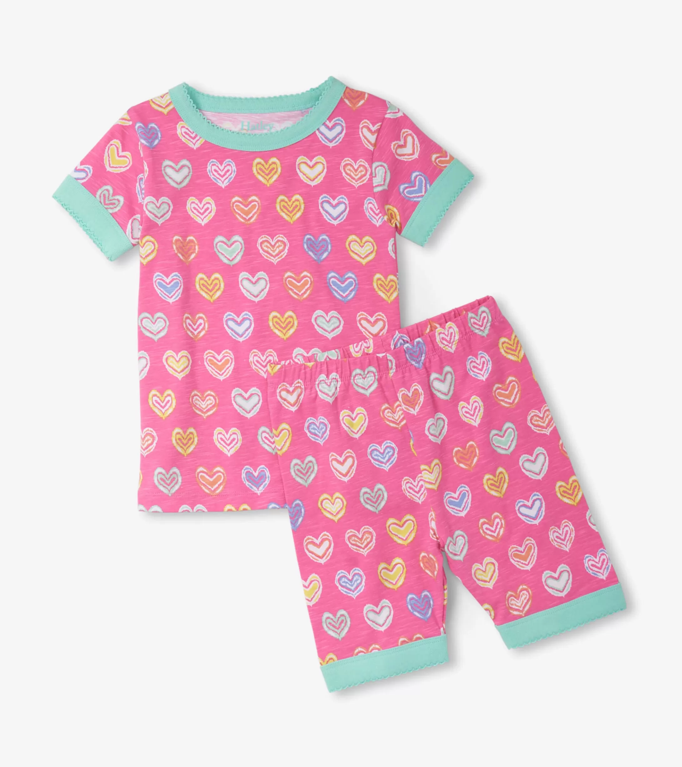 Hatley Girls Shibori Hearts Short Pajama Set New