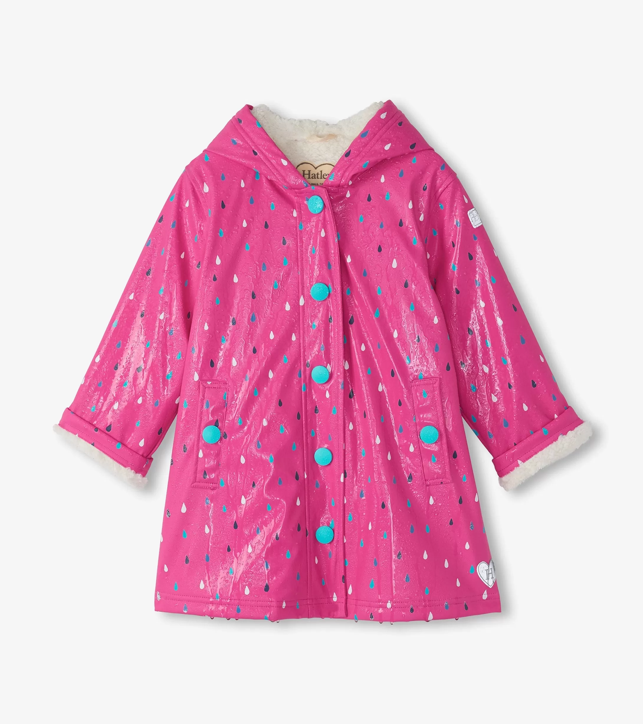 Hatley Girls Tiny Dots Sherpa Lined Button-Up Rain Jacket Cheap