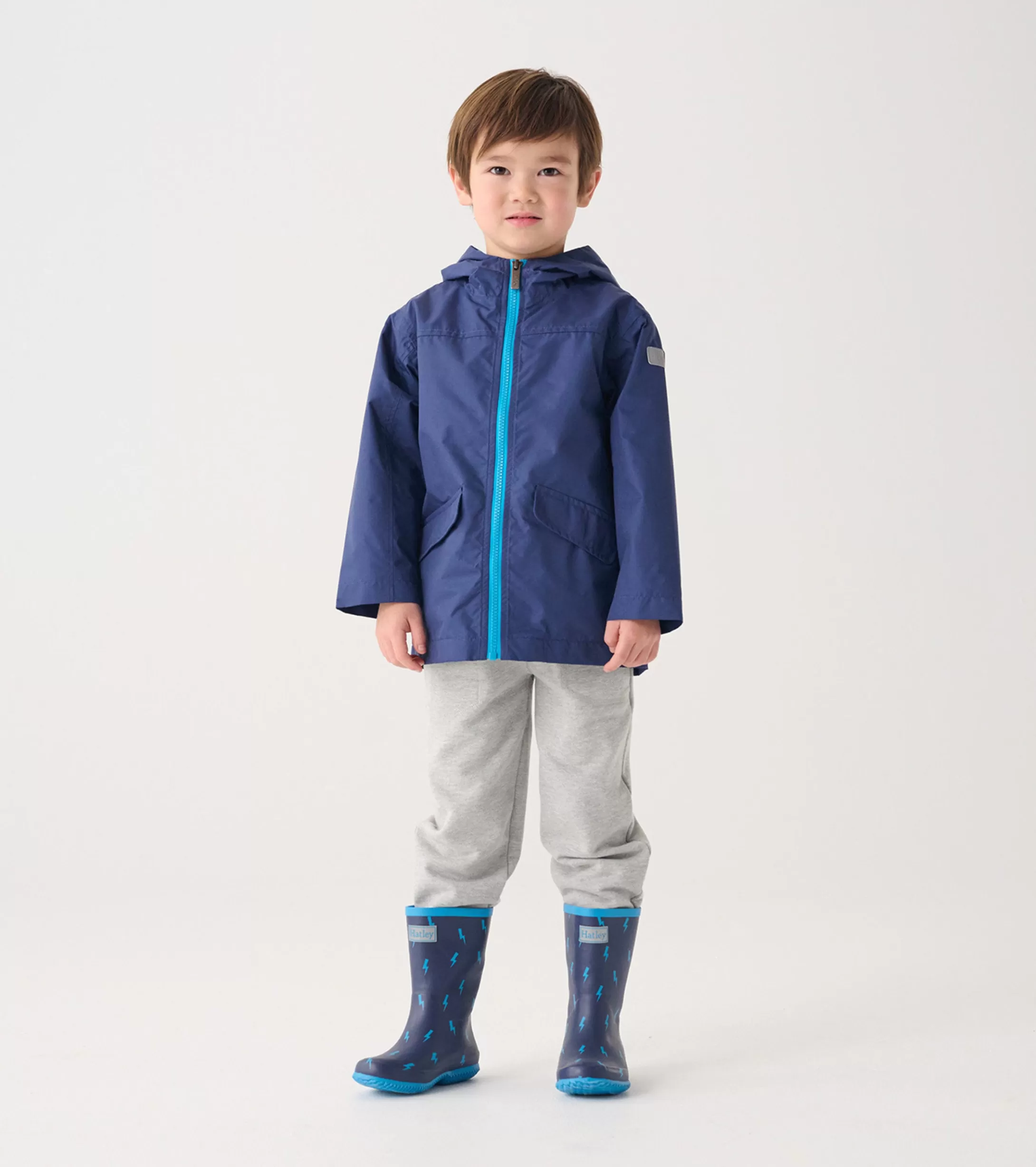 Hatley Kids Navy Zip-Up Lightweight Rain Jacket Best Sale