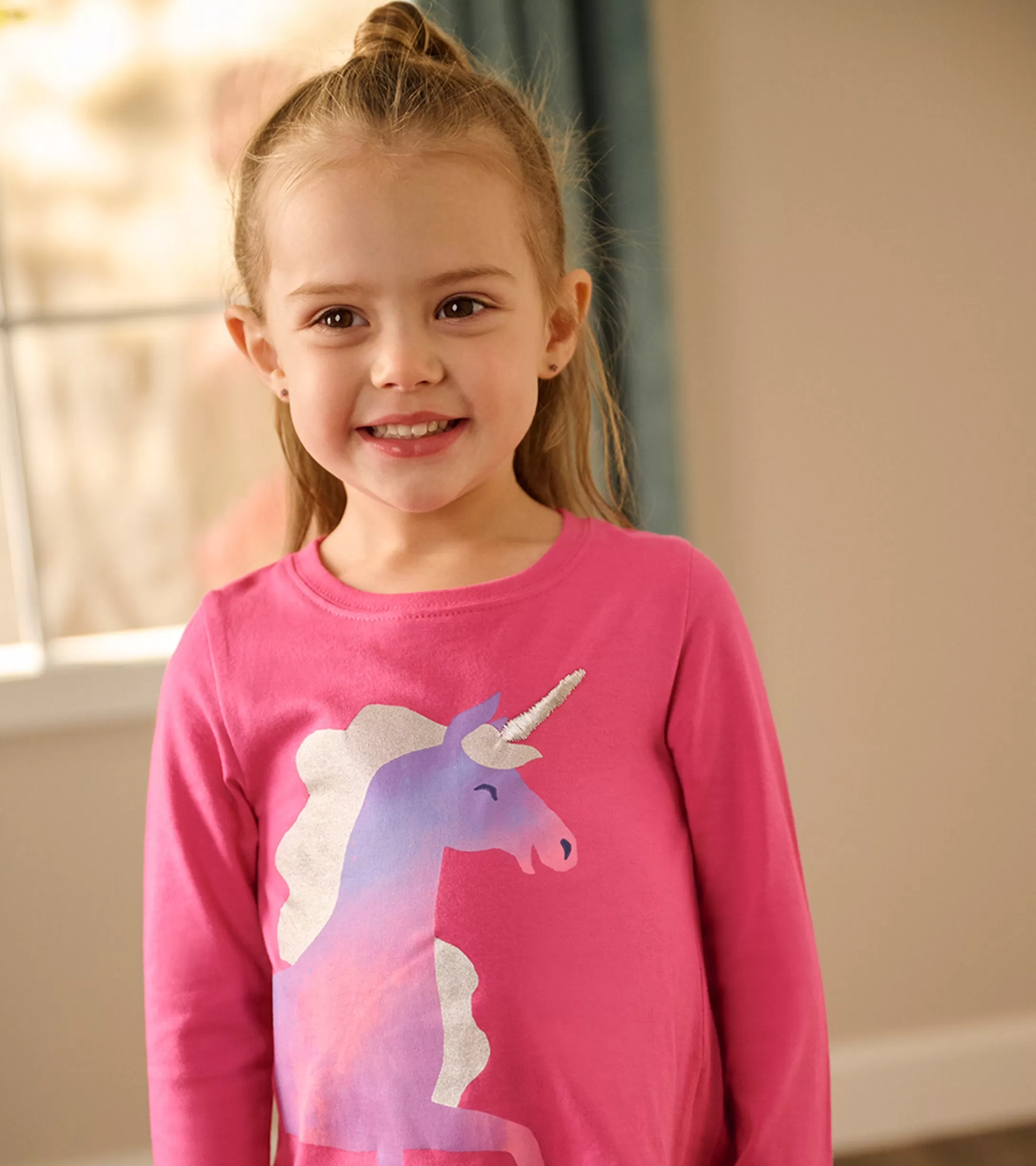 Hatley Rasberry Unicorn Long Sleeve T-Shirt Fashion