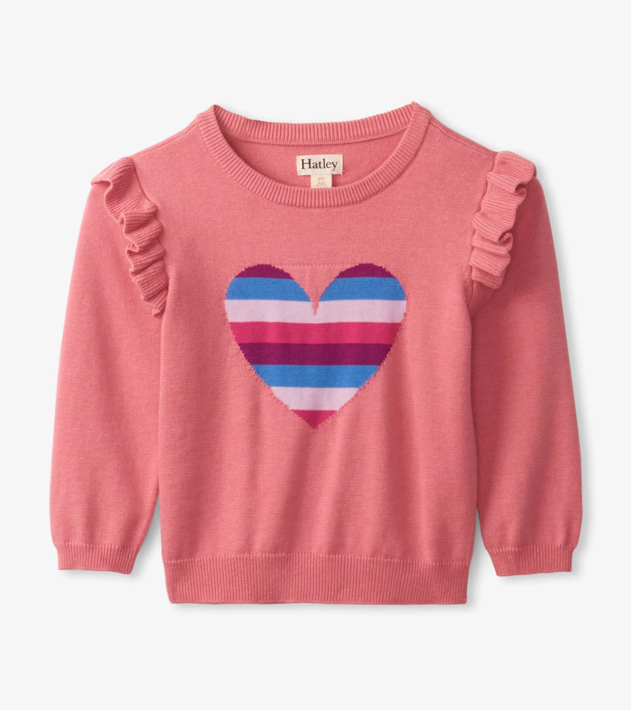 Hatley Striped Heart Ruffle Sleeve Sweater Outlet