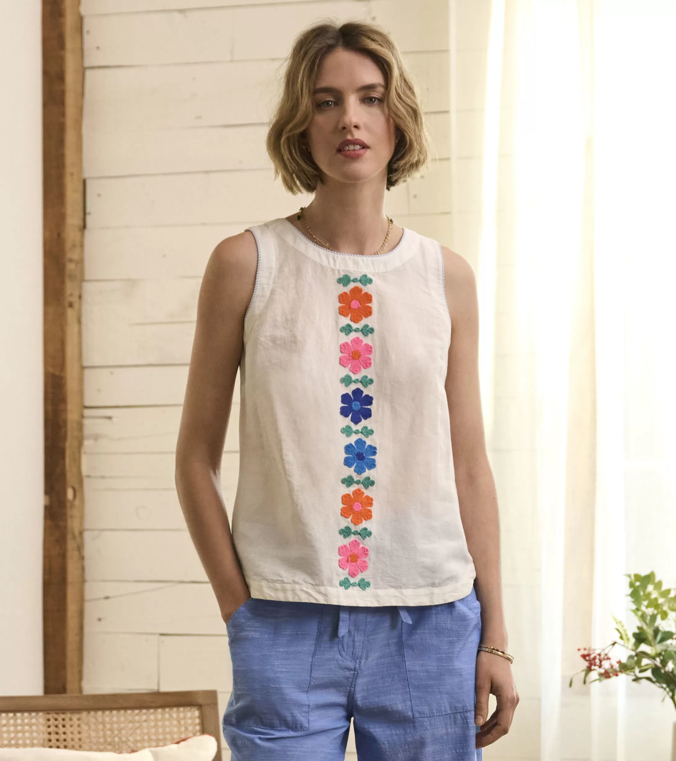 Hatley Tessa Tank Top - Embroidered Flowers Online